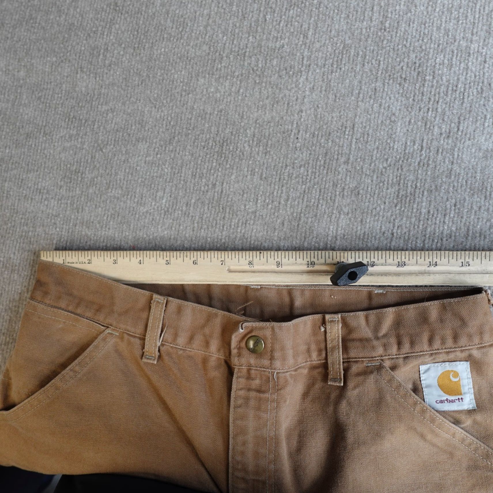 Carhartt VINTAGE Carhartt Pants Men's 32 x 32 Beige Canvas Cotton Double Knee Union Made Khakis Regular Straight - 32 Inseam Size US 32 / EU 48 - 5 Thumbnail
