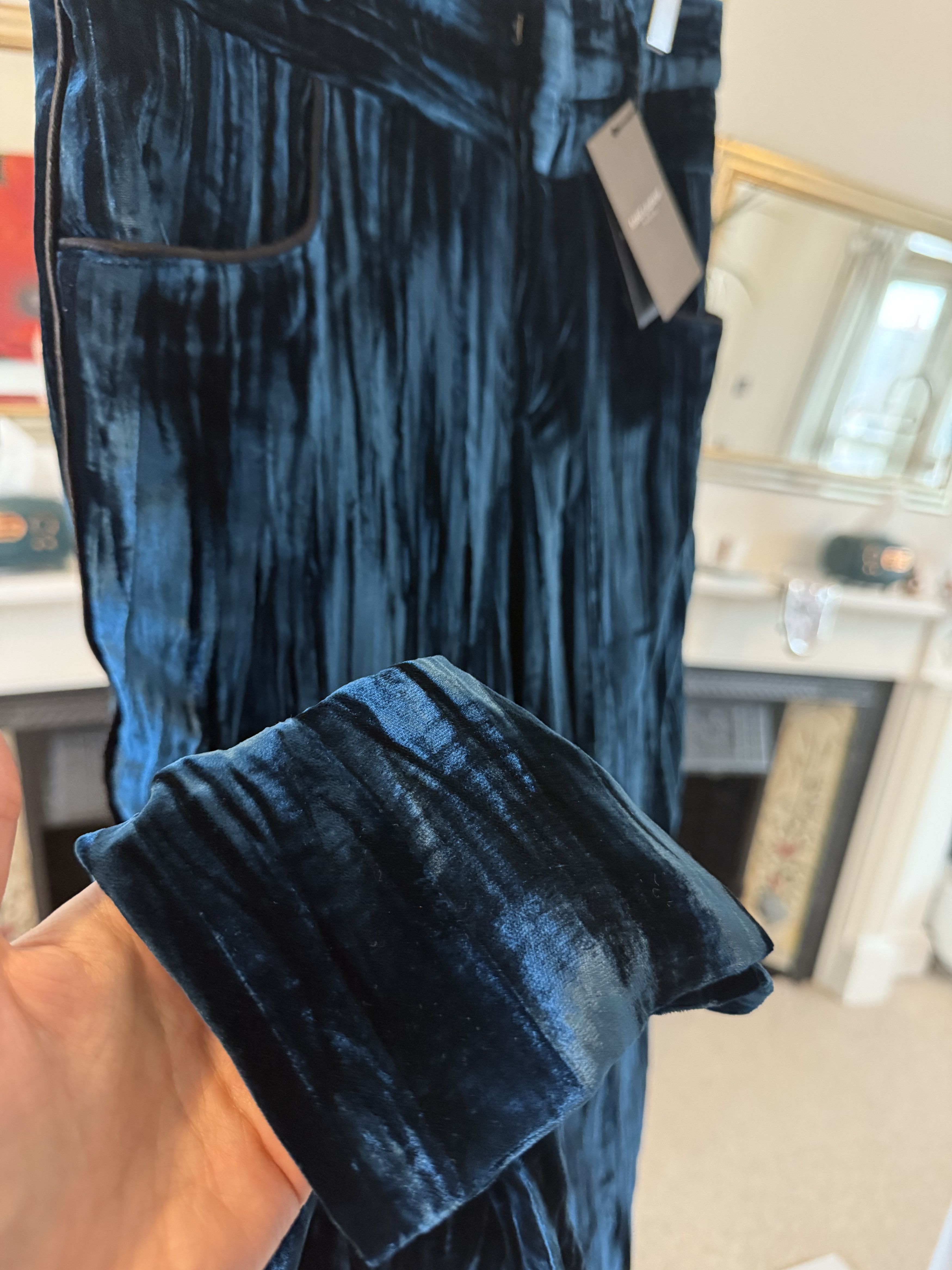 Saint Laurent Paris FW19' Saint Laurent Low Waist Velour Blue Striped Pants Size US 30 / EU 46 - 10 Thumbnail