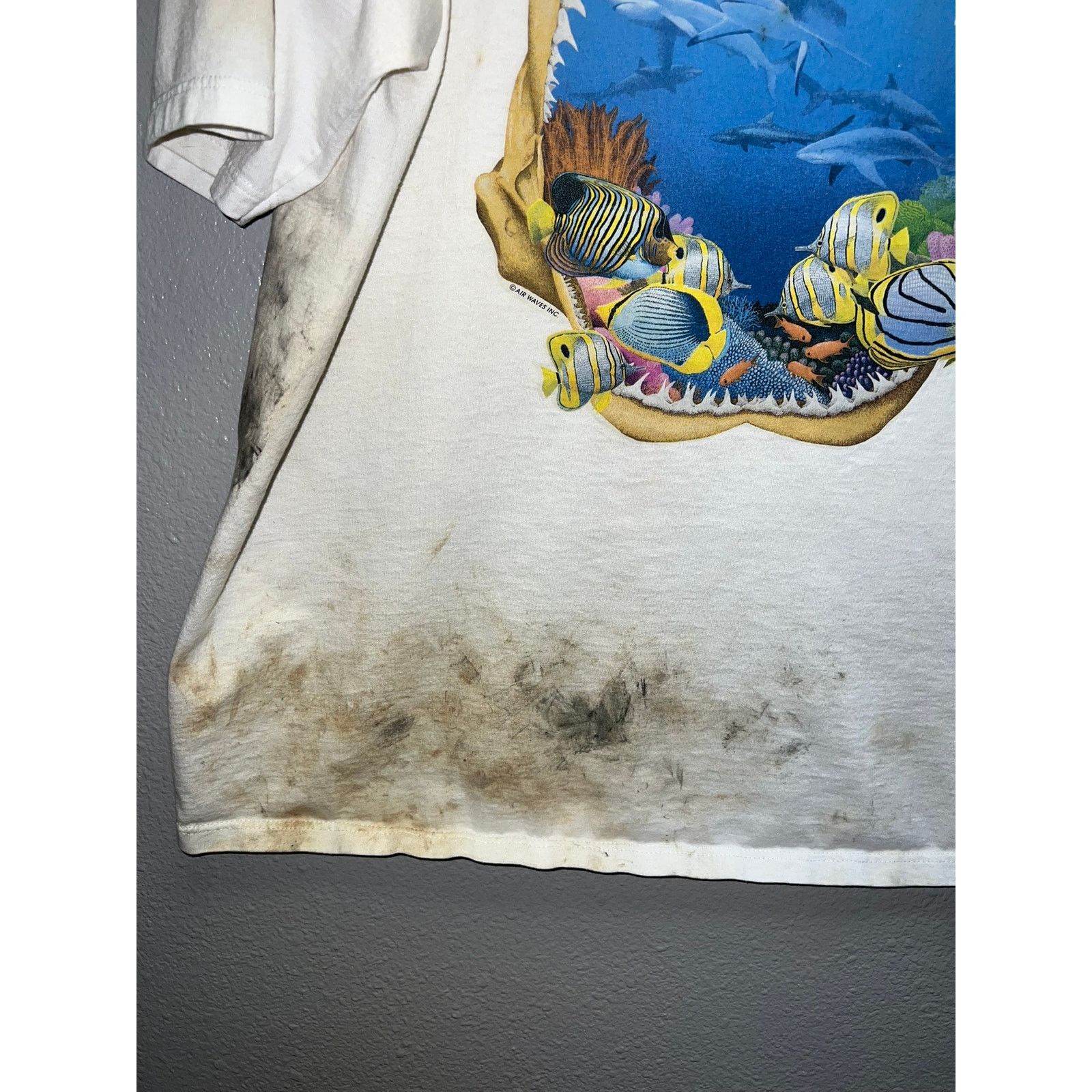 Jerzees Vintage North Carolina Ocean Shirt Fish Shark Stained Paint Size US XL / EU 56 / 4 - 5 Thumbnail