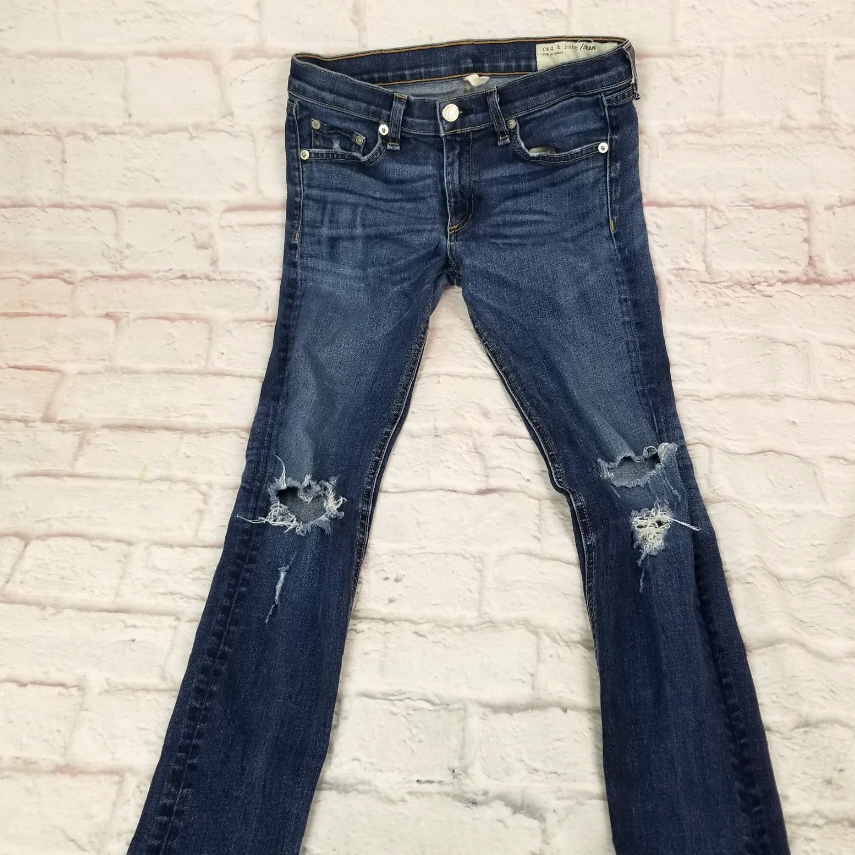 Rag & Bone Rag & Bone Skinny Jeans Junior Teens Size 27 Blue Denim Low Rise Distressed Size 27" / US 4 / IT 40 - 2 Thumbnail
