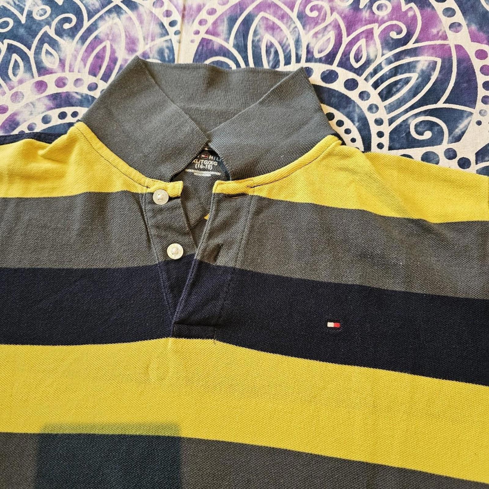 Tommy Hilfiger Tommy Hilfiger Kid's Yellow and Navy Polo-shirt Size US XL / EU 56 / 4 - 3 Thumbnail