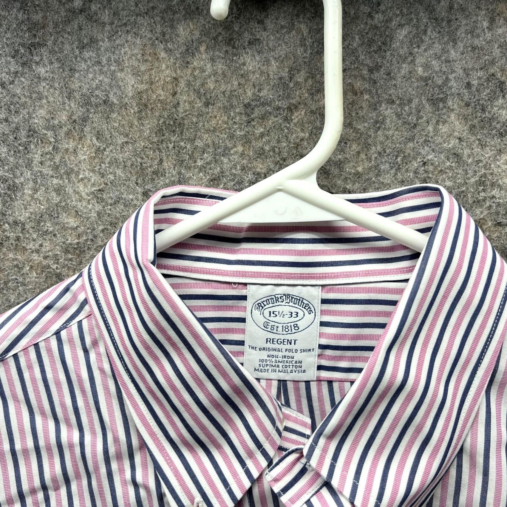 Brooks Brothers VINTAGE Brooks Brothers Shirt Men 15.5 33 Pink Striped Regent Supima Button-Down Size US L / EU 52-54 / 3 - 5 Thumbnail