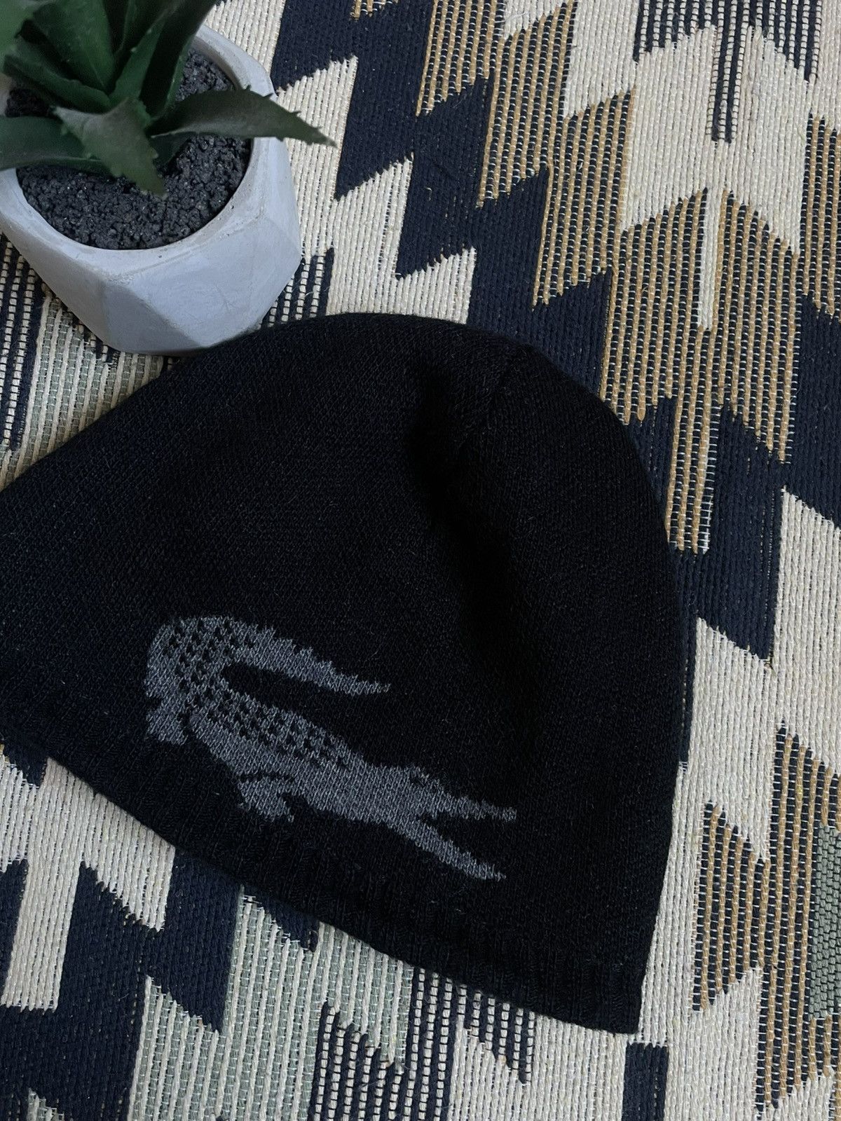 Lacoste × Vintage Vintage Lacoste Big Logo Y2K Beanie Hat Size ONE SIZE - 4 Thumbnail