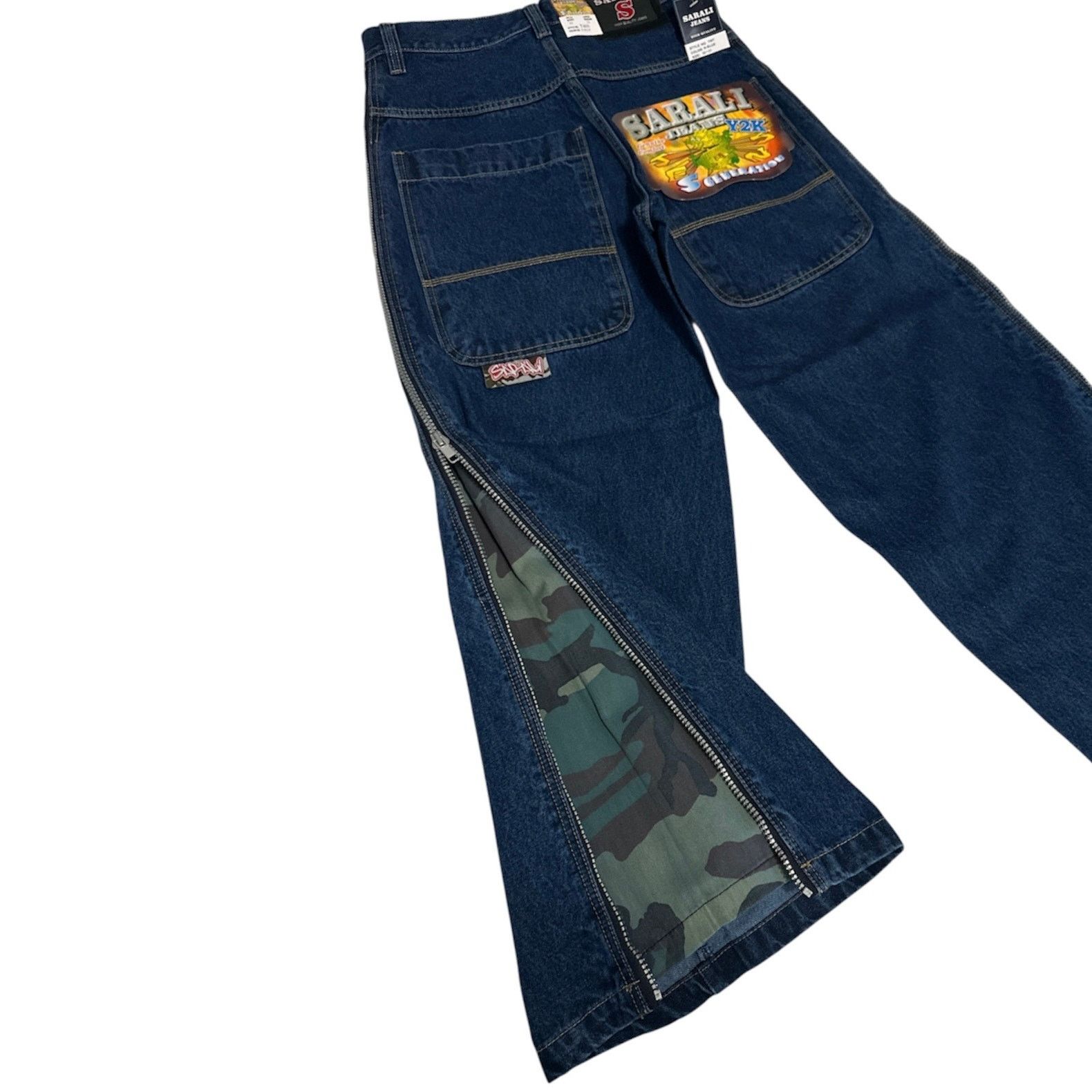 JNCO × Vintage Vintage Sarali Jeans Convertible Zipper Super Wide Camo Rave Size US 29 - 3 Thumbnail