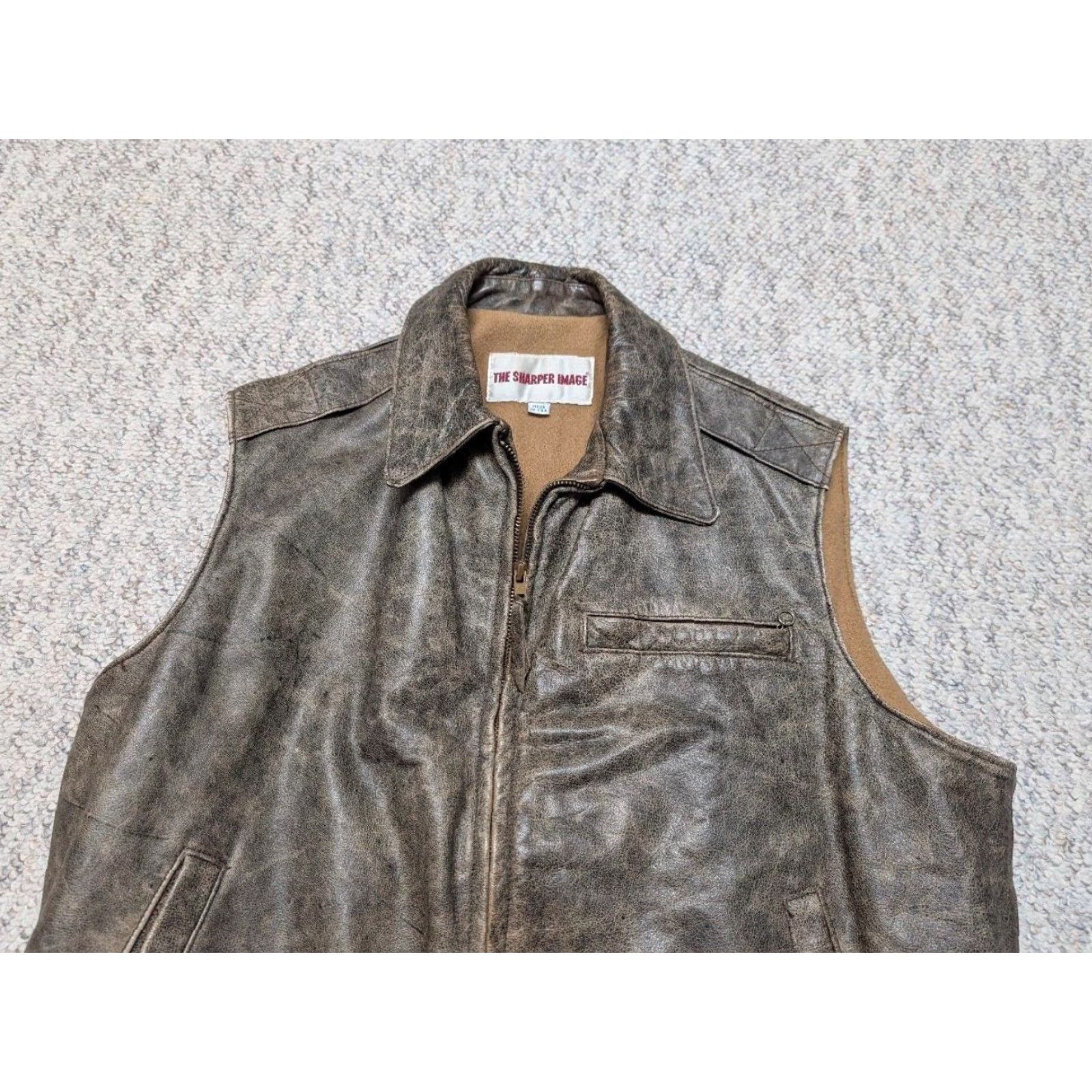 Vintage VINTAGE USA made BOMBER vest Leather L brown 44 Mens Harley Motorcycle broke-in patina zip front Size US L / EU 52-54 / 3 - 4 Thumbnail