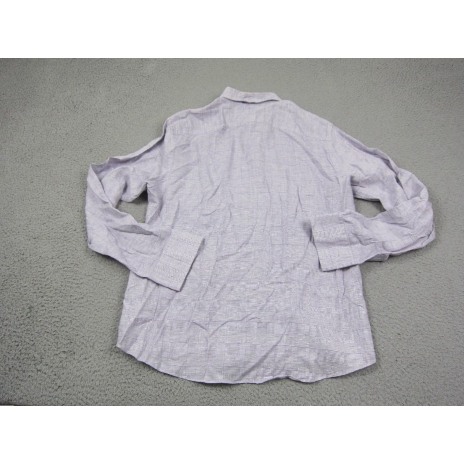 UNTUCKit UNTUCKit Shirt Large Purple Plaid 100% Linen Slim Fit Button Mens Formal Shirt Size 42R - 7 Thumbnail
