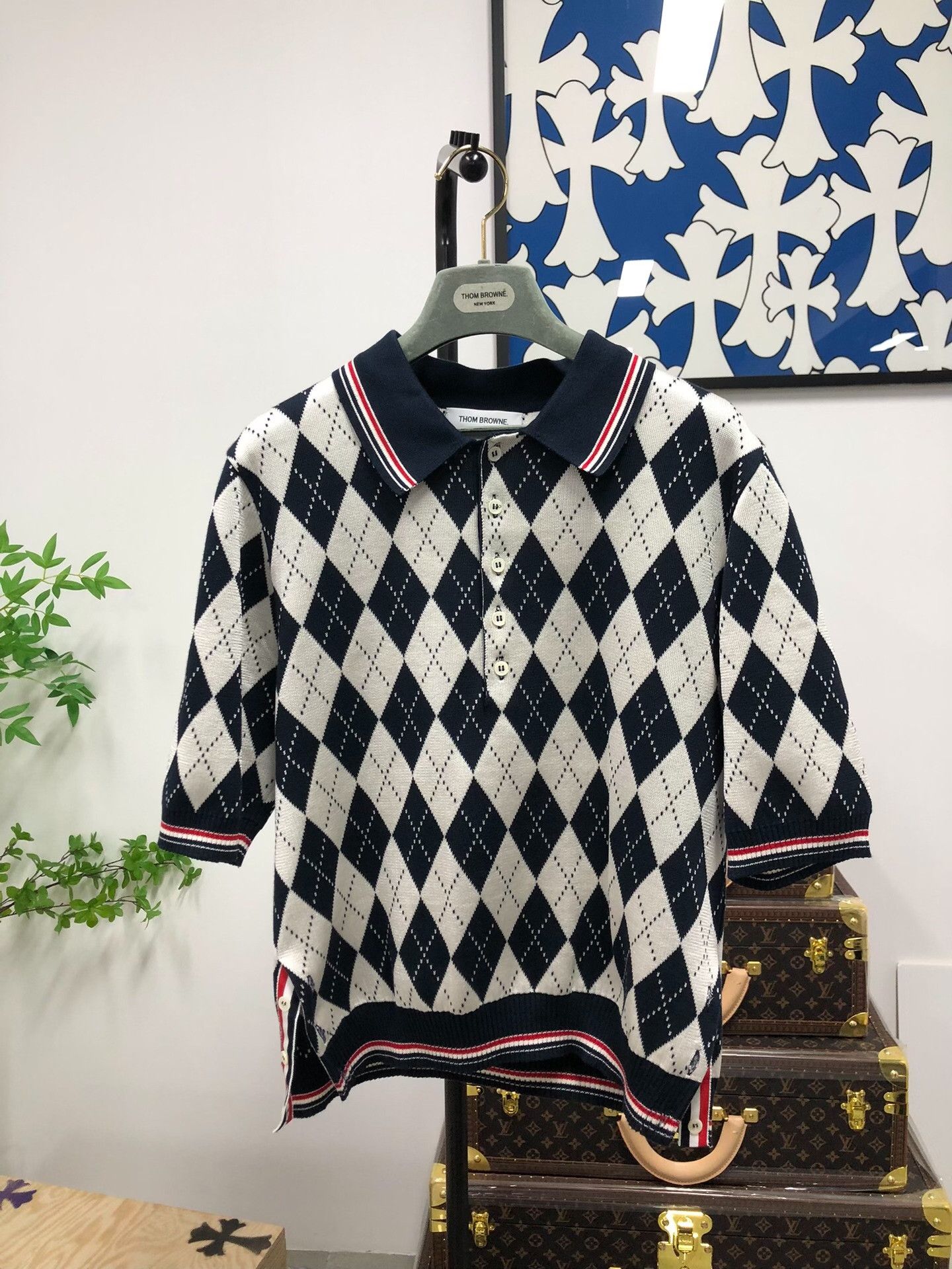 Thom Browne Thom Browne Argyle Silk-Cotton Polo Size 2 Size US M / EU 48-50 / 2 - 1 Thumbnail