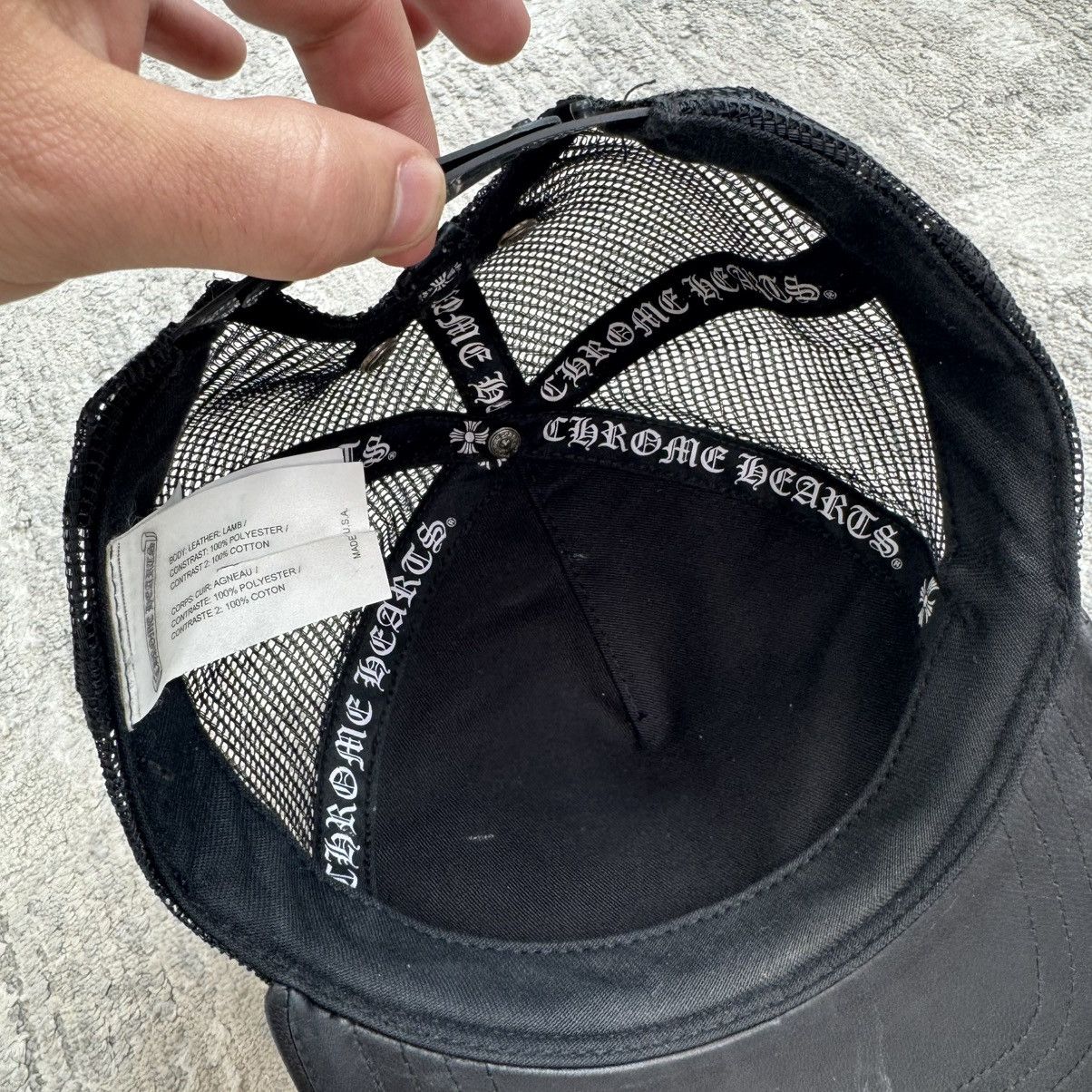 Chrome Hearts Cemetery leather patch cross trucker hat Size ONE SIZE - 12 Thumbnail