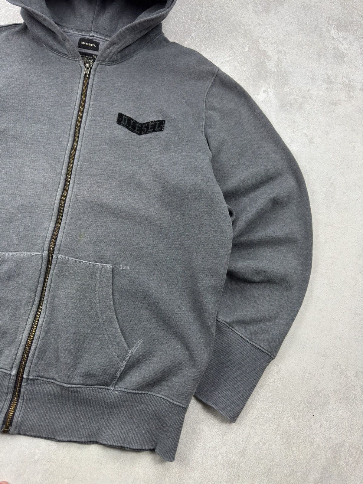 Diesel Vintage Diesel Washed Grey Zip Hoodie Logo size L Size US L / EU 52-54 / 3 - 6 Thumbnail