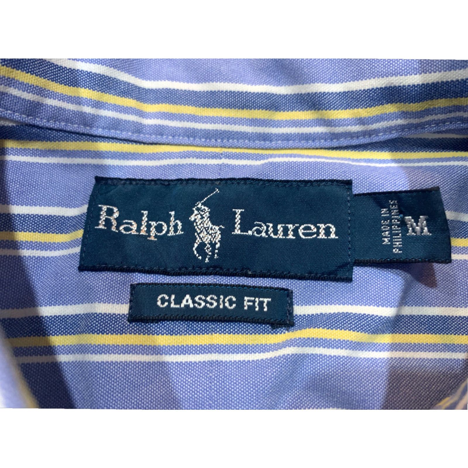 Ralph Lauren Ralph Lauren Mens Cotton Button Down Short Sleeve Blue Striped Medium Size US 31 - 5 Thumbnail