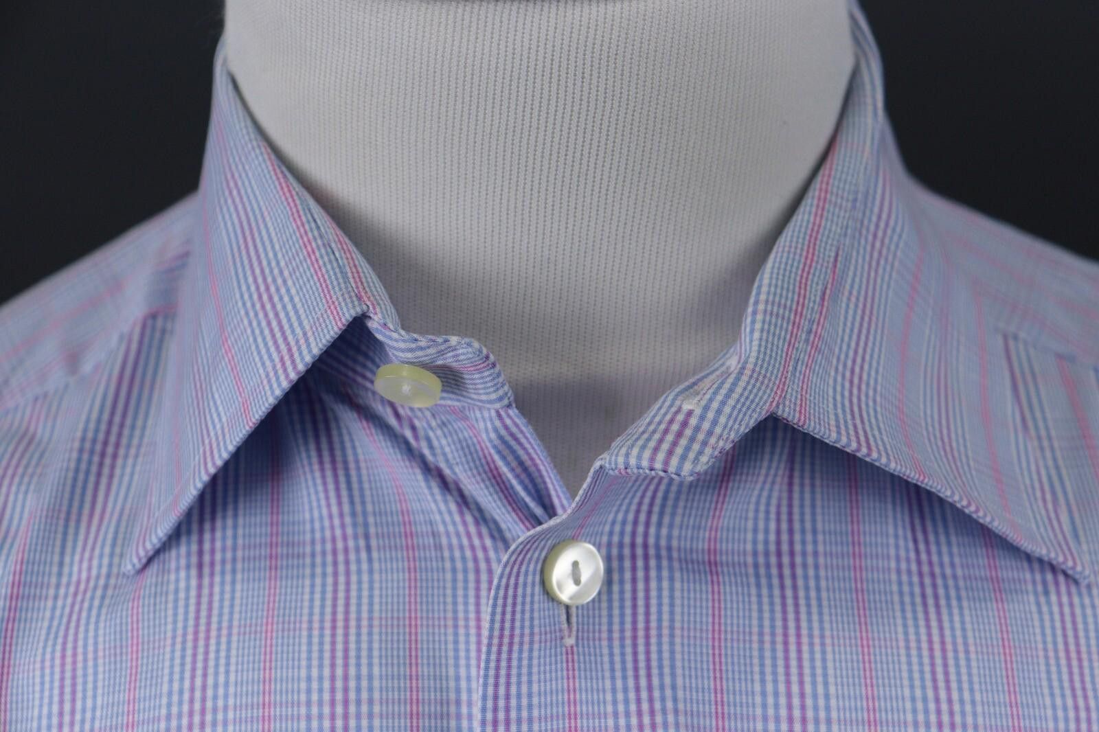 Eton Eton Classic Blue Check Button Down Shirt Size 40 / 15.5 Size US M / EU 48-50 / 2 - 4 Thumbnail