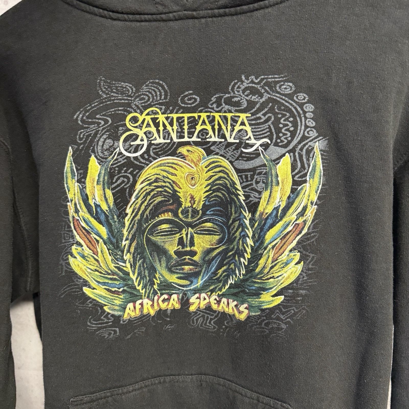 Band Tees Santana Africa Speaks Hoodie Sweatshirt Mens Medium Black Size US M / EU 48-50 / 2 - 3 Thumbnail