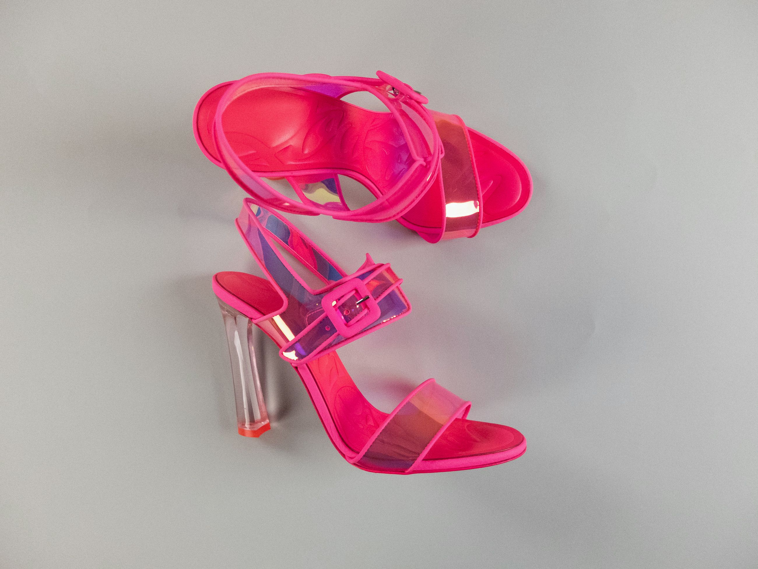 Christian Louboutin CHRISTIAN LOUBOUTIN Duniss 100 pink PVC leather trim sandals Size US 9.5 / IT 39.5 - 3 Thumbnail