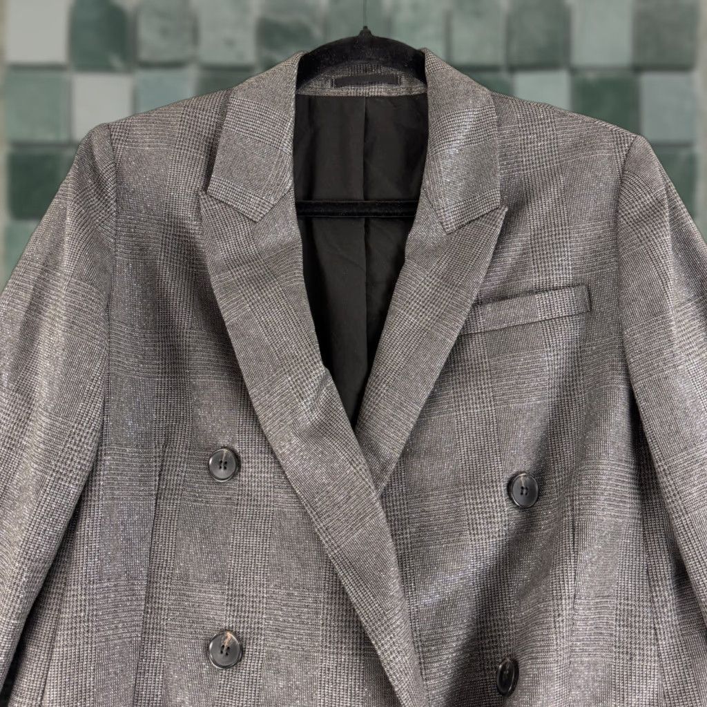 Allsaints AllSaints Isla Shimmer Check Blazer Jacket Womens Size 4 Gray Double Breasted LS Size S / US 4 / IT 40 - 1 Thumbnail