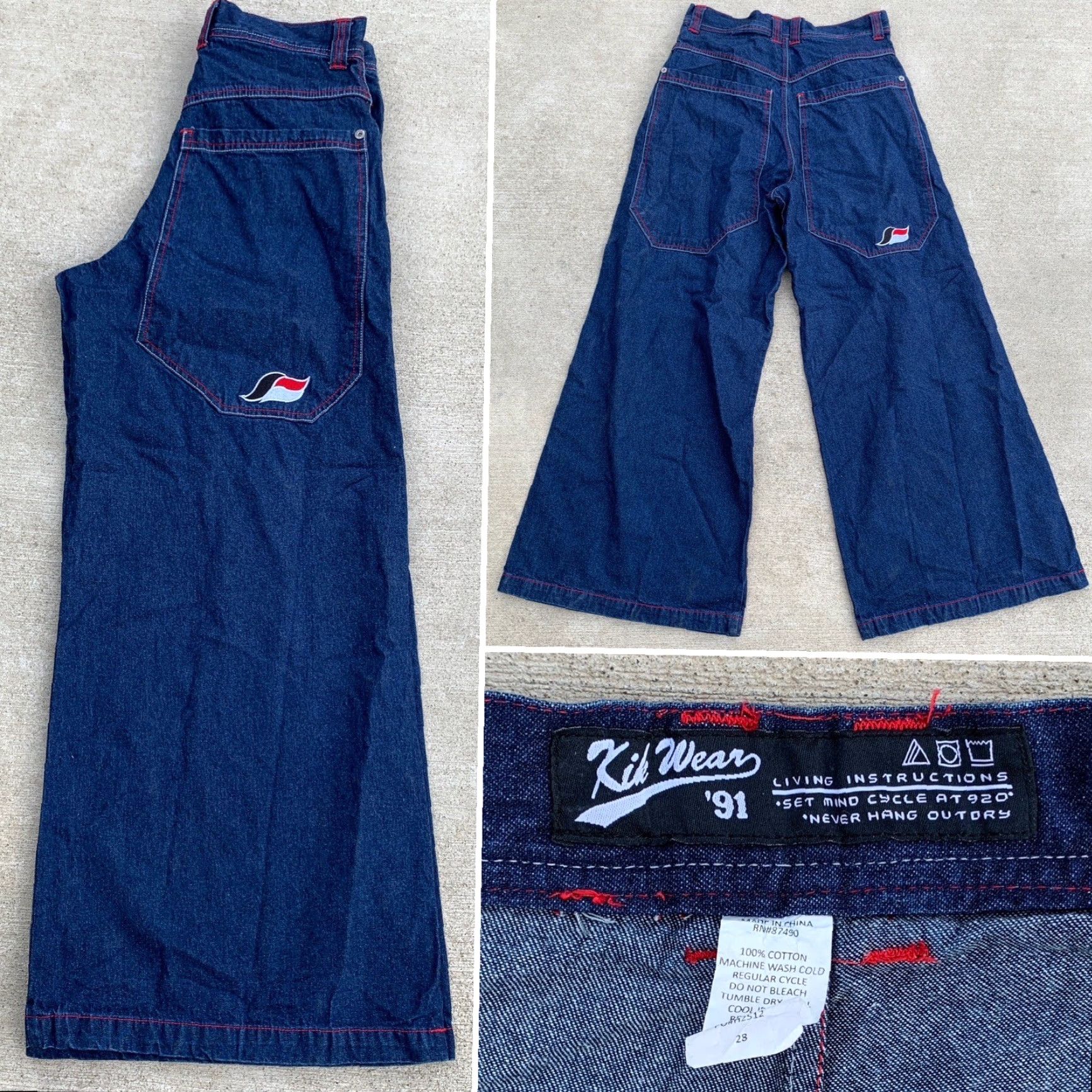 Vintage VINTAGE Kikwear Jeans Hip Hop Style Wide-Leg 28 Men Blue Denim Cotton 1991 Kikwear Size 28 Jeans Size US 28 / EU 44 - 2 Thumbnail