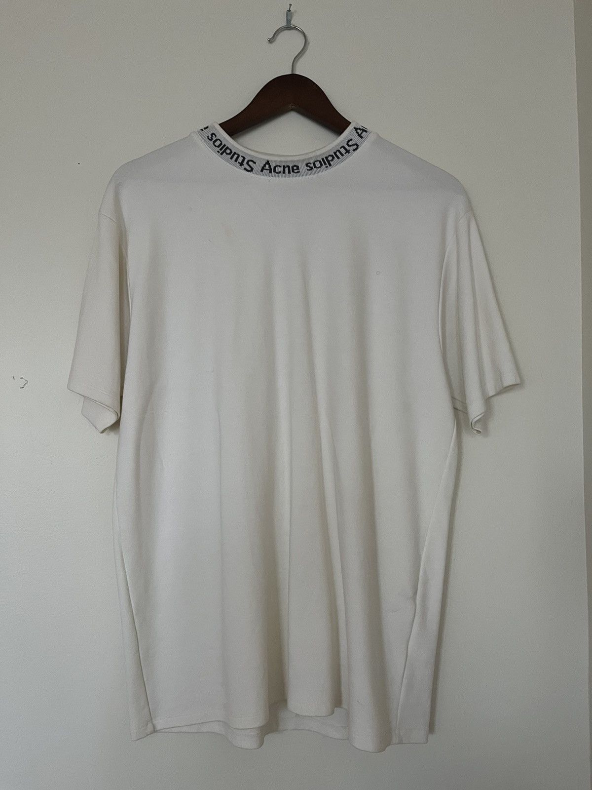 image of Acne Studios Logo Rib T-Shirt in White, Men's (Size Medium)