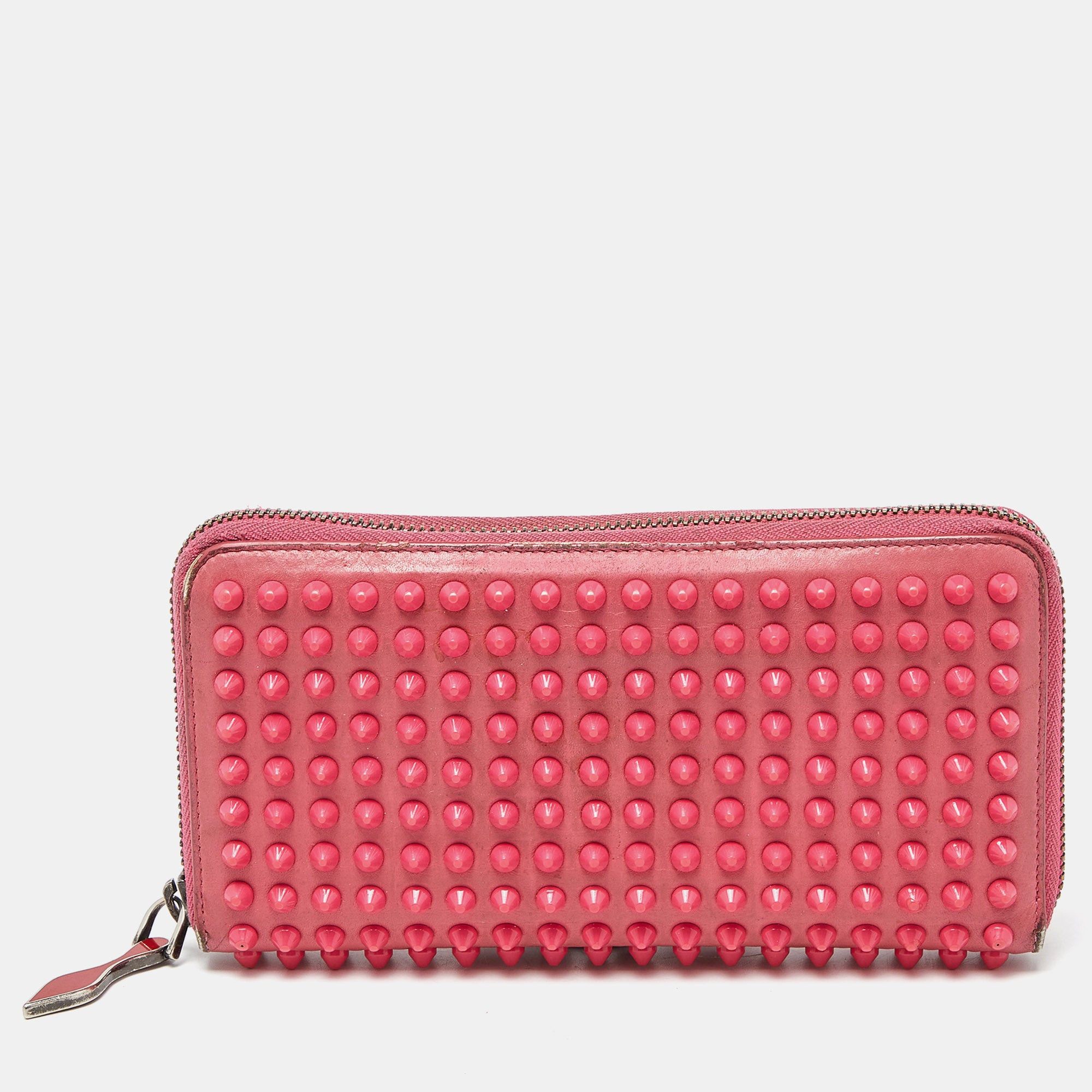 image of Vintage Christian Louboutin Pink Leather Panettone Continental Wallet, Women's