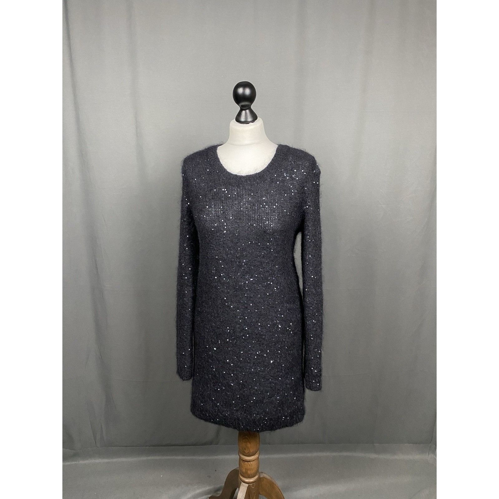 Saint Laurent Paris Saint Laurent RECENT Black Wool Oversized Glitter Knitted Cr Size M / US 6-8 / IT 42-44 - 3 Thumbnail