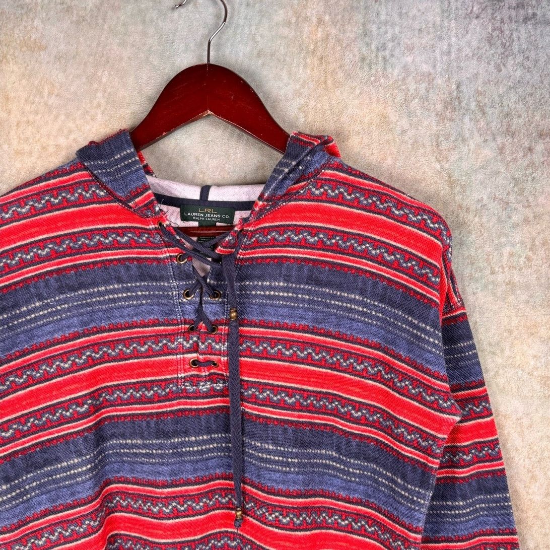 Ralph Lauren × Vintage VTG Ralph Lauren Striped Hooded Pullover M Lauren Jeans Co Size M / US 6-8 / IT 42-44 - 6 Thumbnail