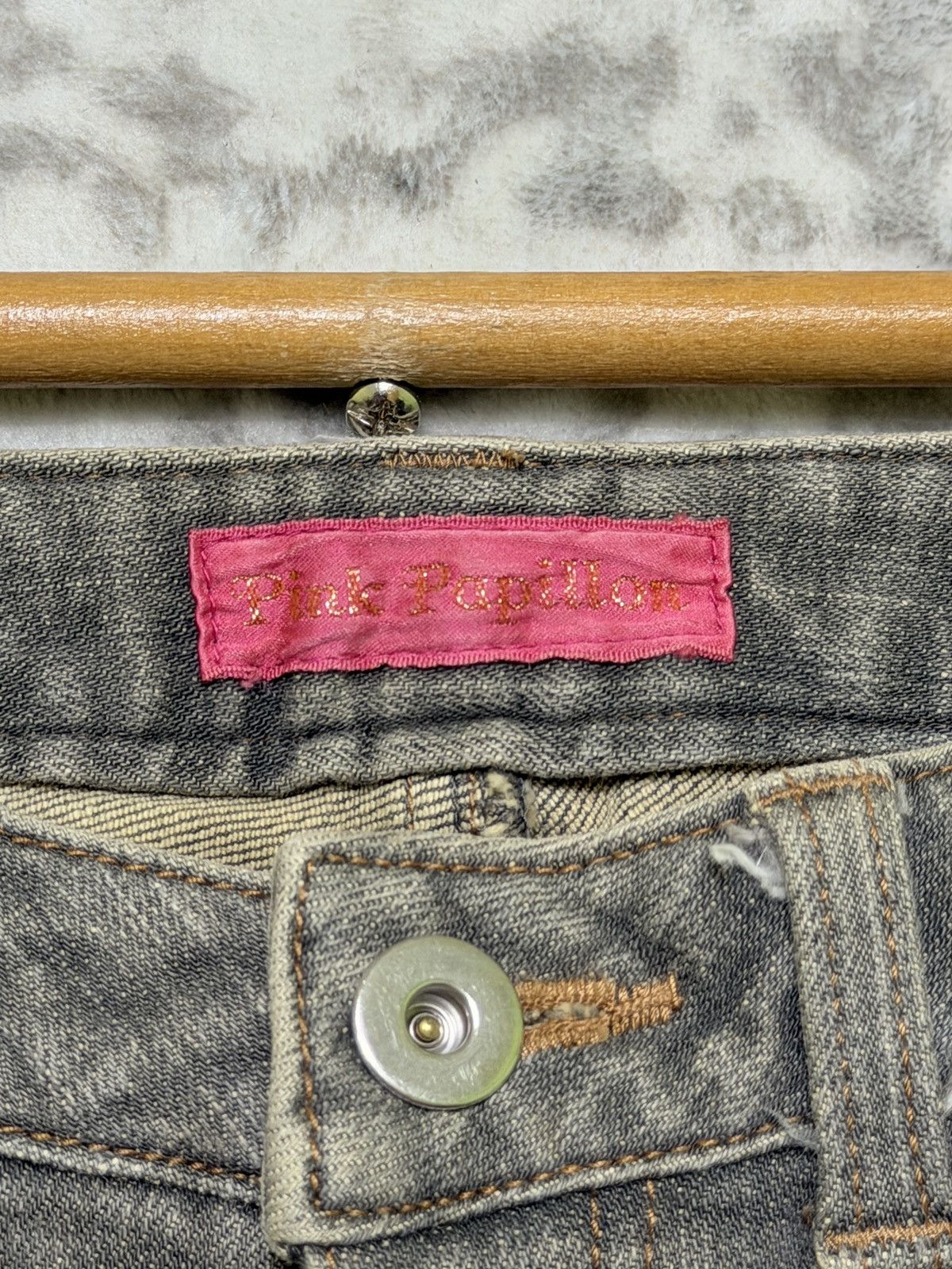 Vintage Pink Papillon Reconstructed Bootcut Bell Bottom Fringe Denim Size 27" / US 4 / IT 40 - 8 Thumbnail