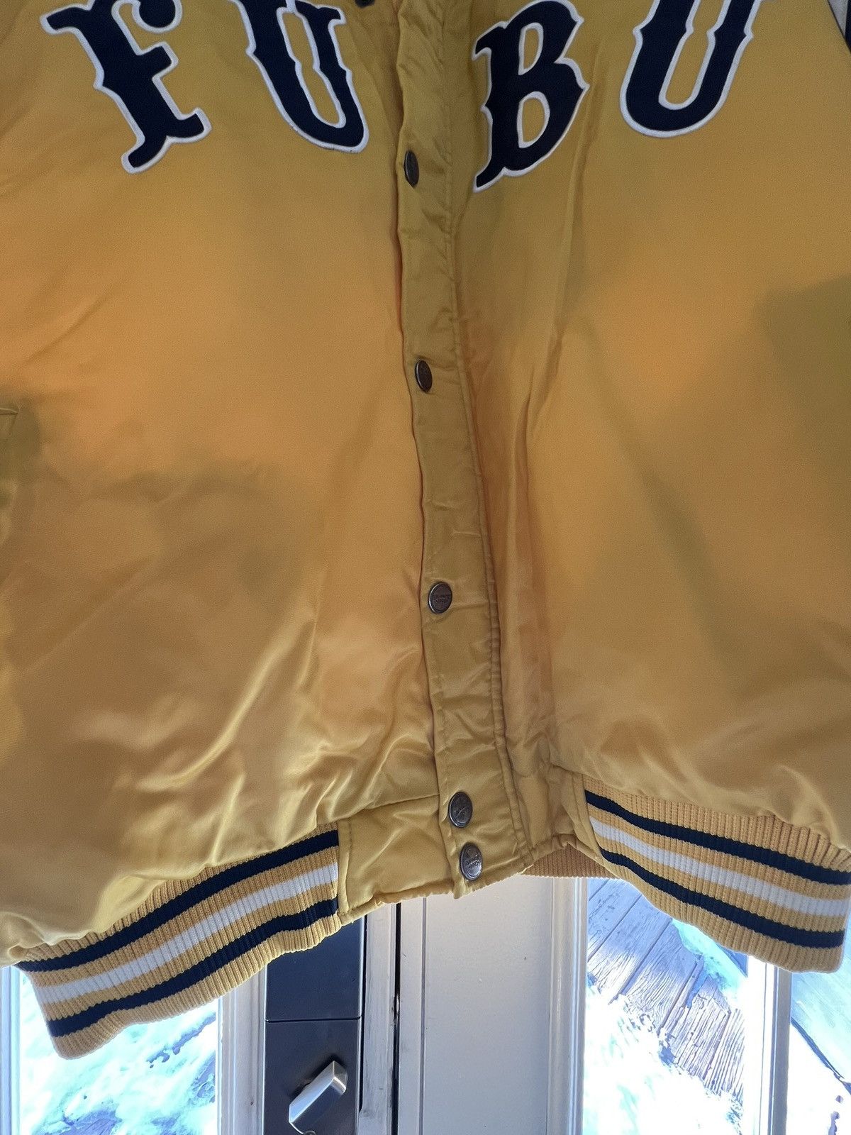 Fubu Vintage FUBU Satin VarsityJacket XL YellowHip Hop Y2K Bomber Size US XL / EU 56 / 4 - 8 Thumbnail