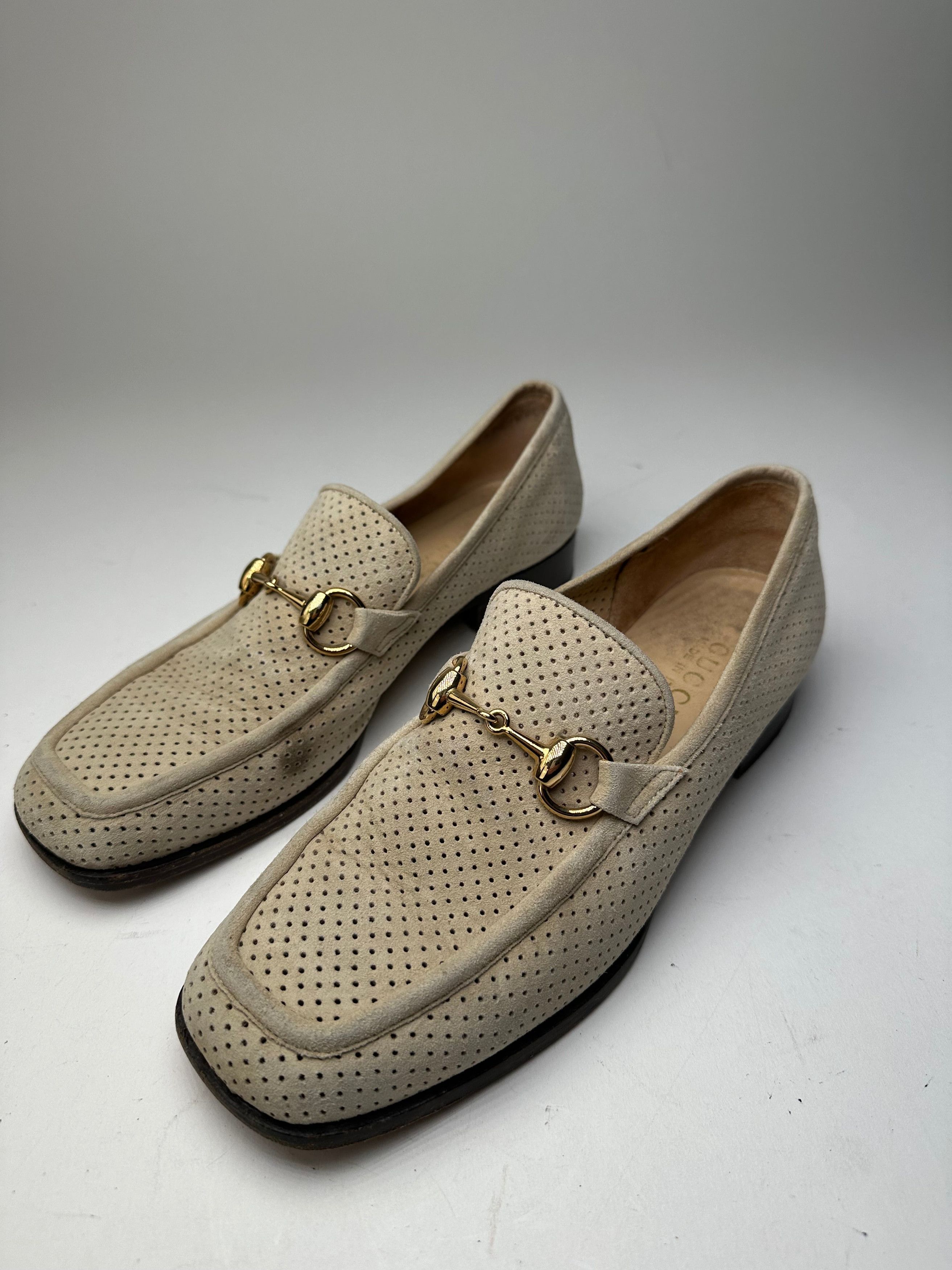 Gucci Vintage Suede summer Horsebit Loafer Grey White 37,5 Size US 6.5 / IT 36.5 - 1 Thumbnail