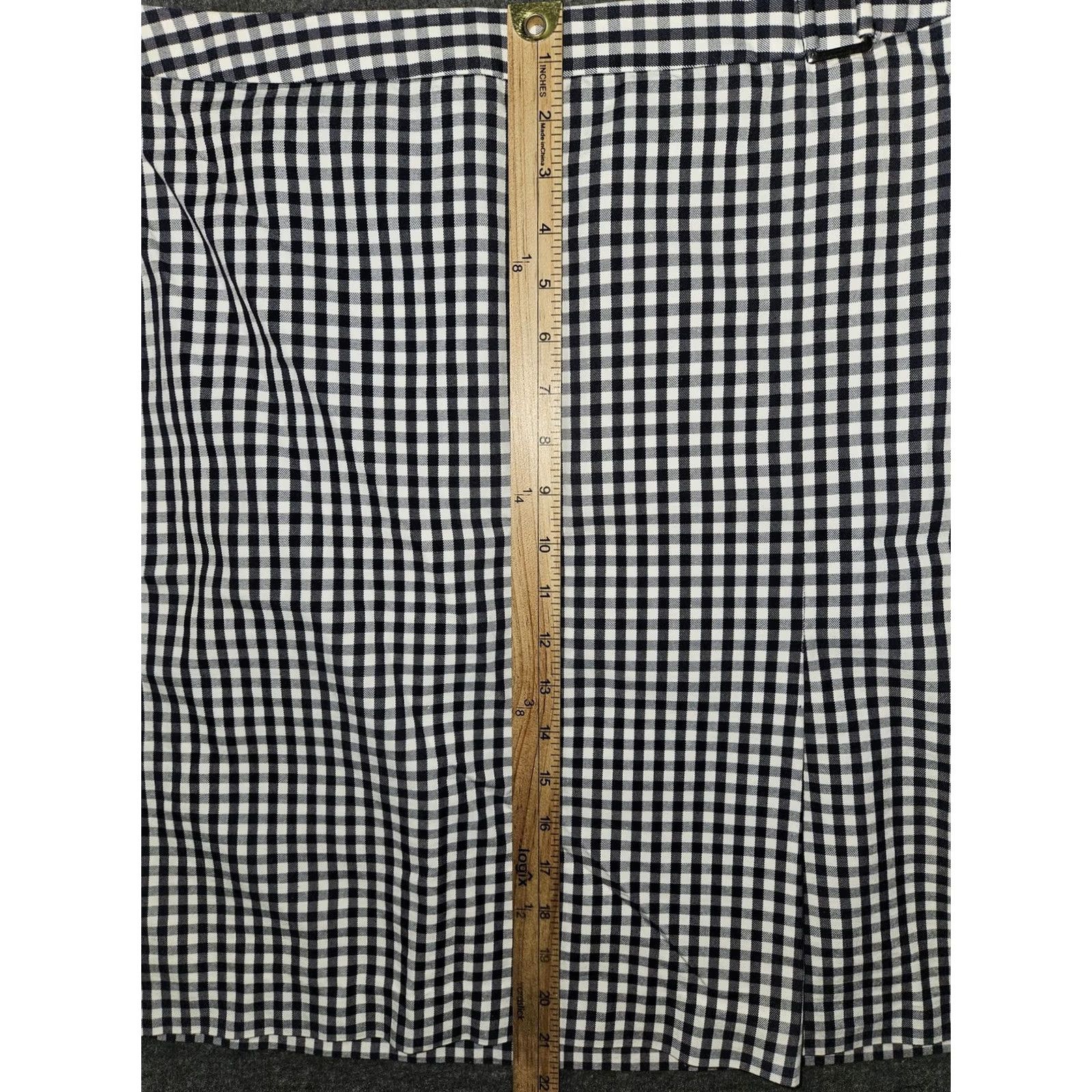Brooks Brothers VINTAGE Brooks Brothers Skirt Womens 16 Blue Gingham Knee Length Buckle Pleat Pencil Women 90s City Preppy Mens? Size 38" / US 16 / IT 52 - 4 Thumbnail