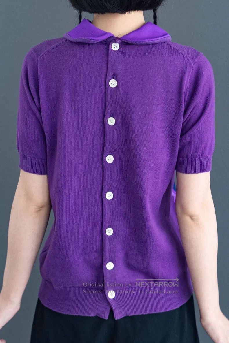 Comme des Garcons Comme Des Garcons Purple floral round neck knitted sweater Size S / US 4 / IT 40 - 8 Thumbnail