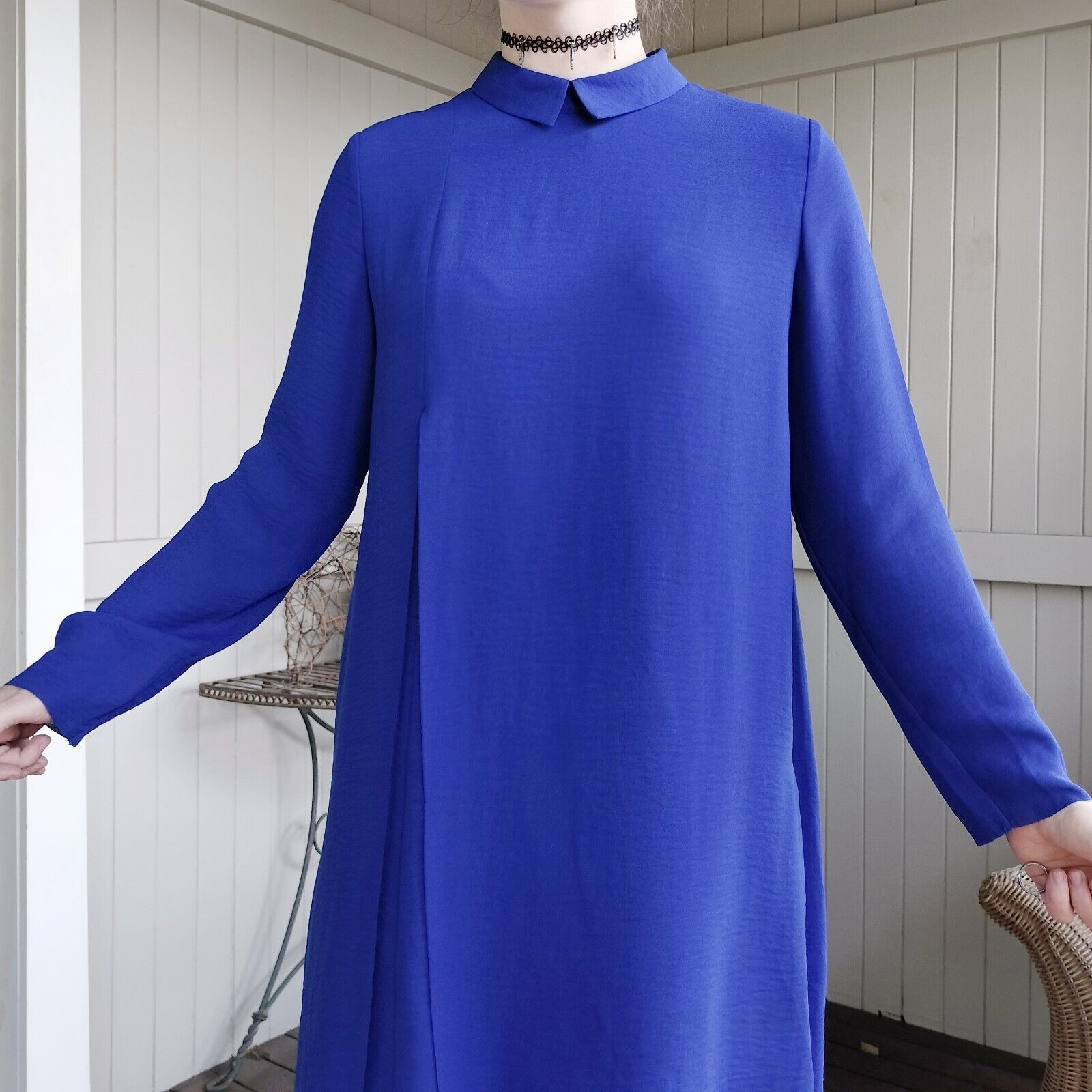 Cos COS Dress Blue Shift Long Sleeve Mini Corporate Schoolgirl Size M / US 6-8 / IT 42-44 - 6 Thumbnail