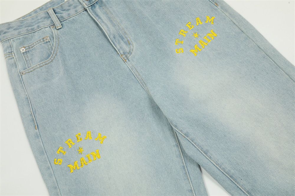Japanese Brand × Jean Light washed hip-hop embroidered letter flared jeans y2k Size US 32 / EU 48 - 5 Thumbnail