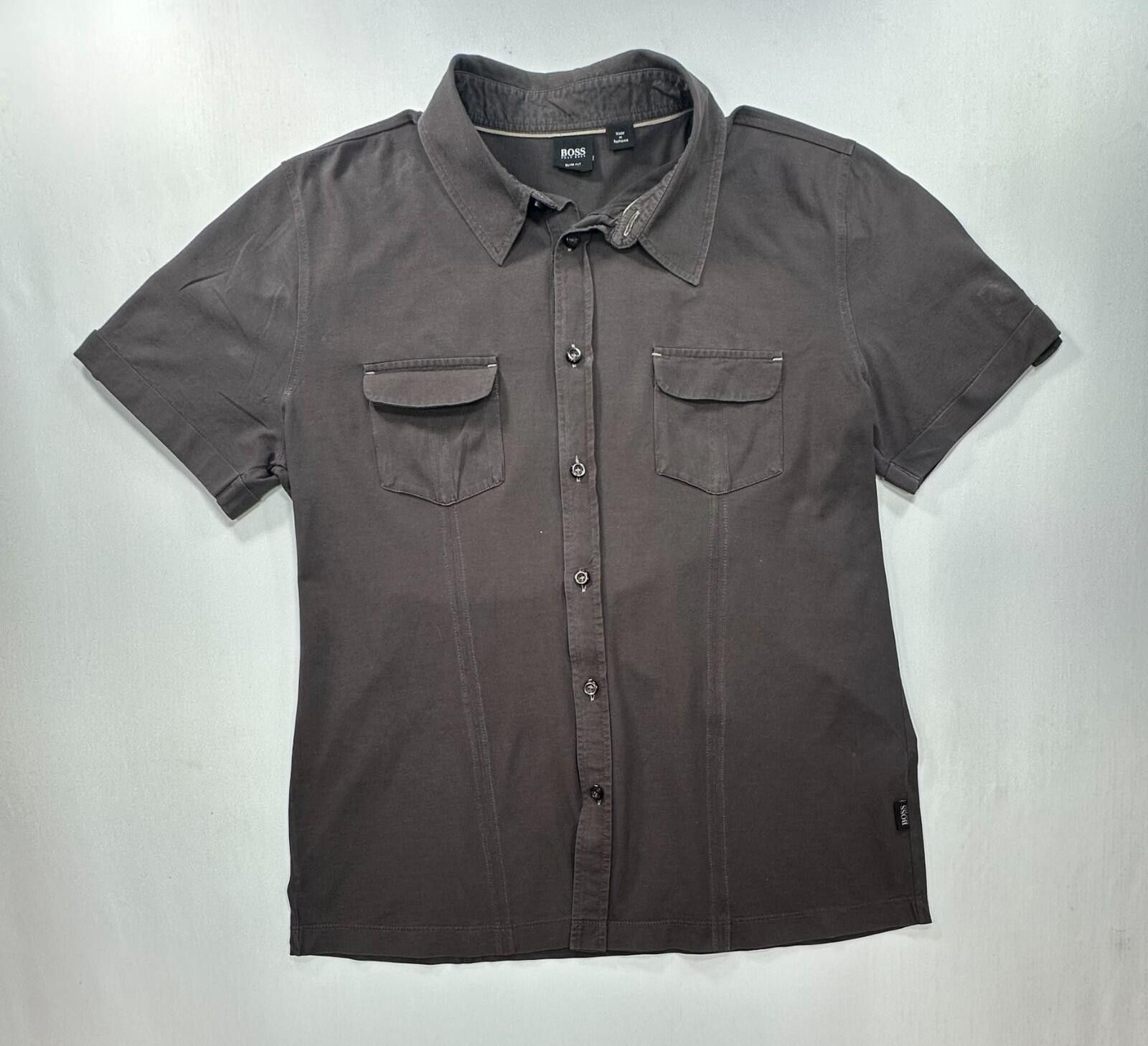 Hugo Boss Hugo Boss Slim Pockets Short Sleeve Button Up Brown Youth L Size ONE SIZE - 1 Thumbnail
