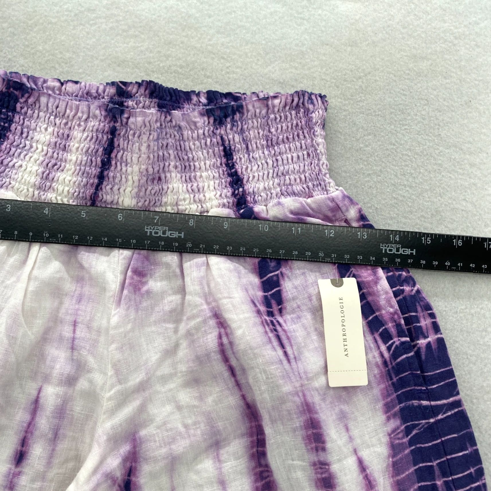 Anthropologie Cloth & Stone X Anthropologie Wide Leg Pants Women's Small Purple Tie Dye Linen Size 42" / US 20 - 7 Thumbnail