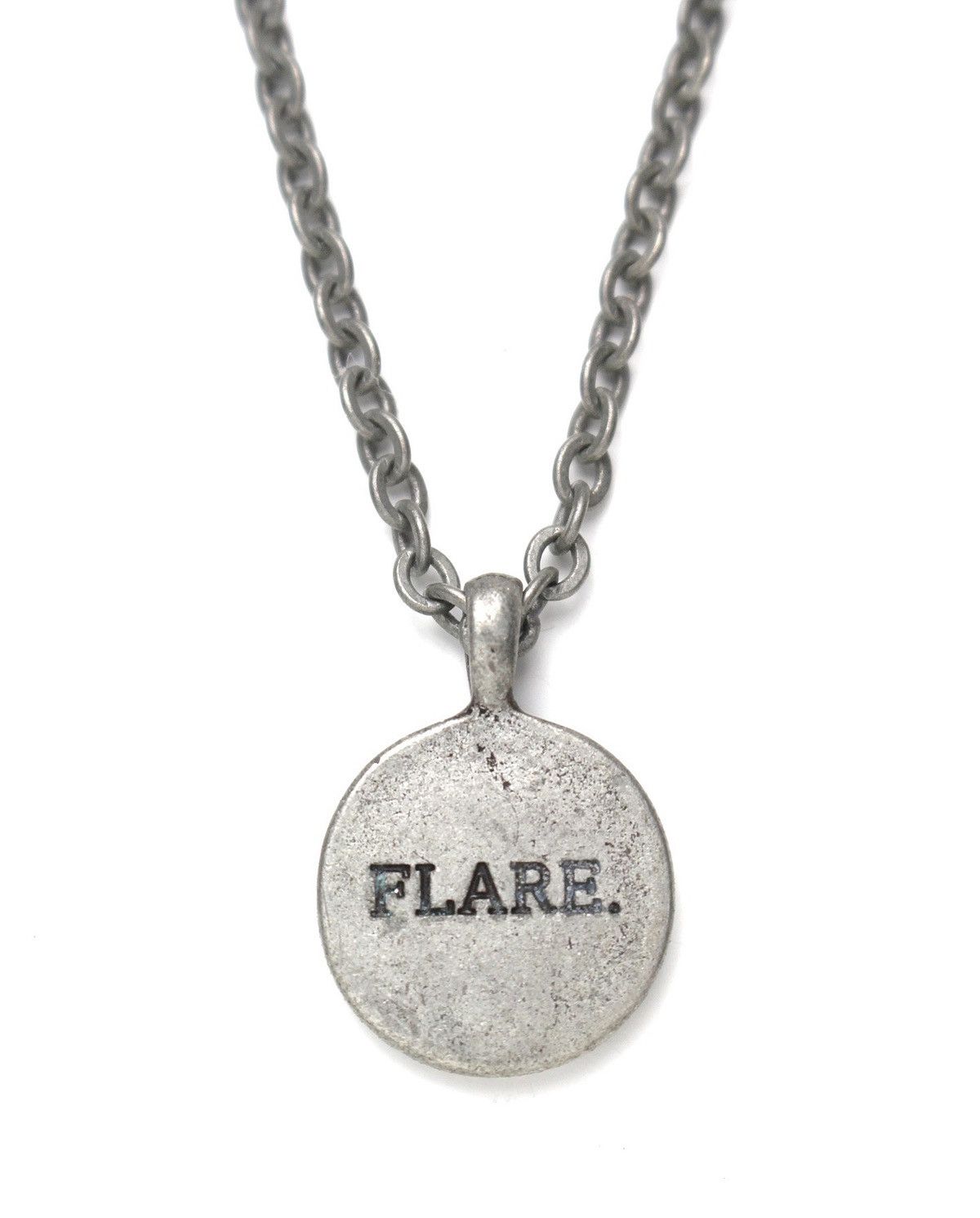 Japanese Brand 2000S FLARE. DISTRESSED SILVER-TONE ROUND PENDANT NECKLACE Size ONE SIZE - 4 Thumbnail