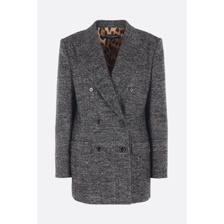 Dolce & Gabbana DOLCE & GABBANA Chevron Black/White Wool Blend Jacket New & Size XS / US 0-2 / IT 36-38 - 1 Thumbnail