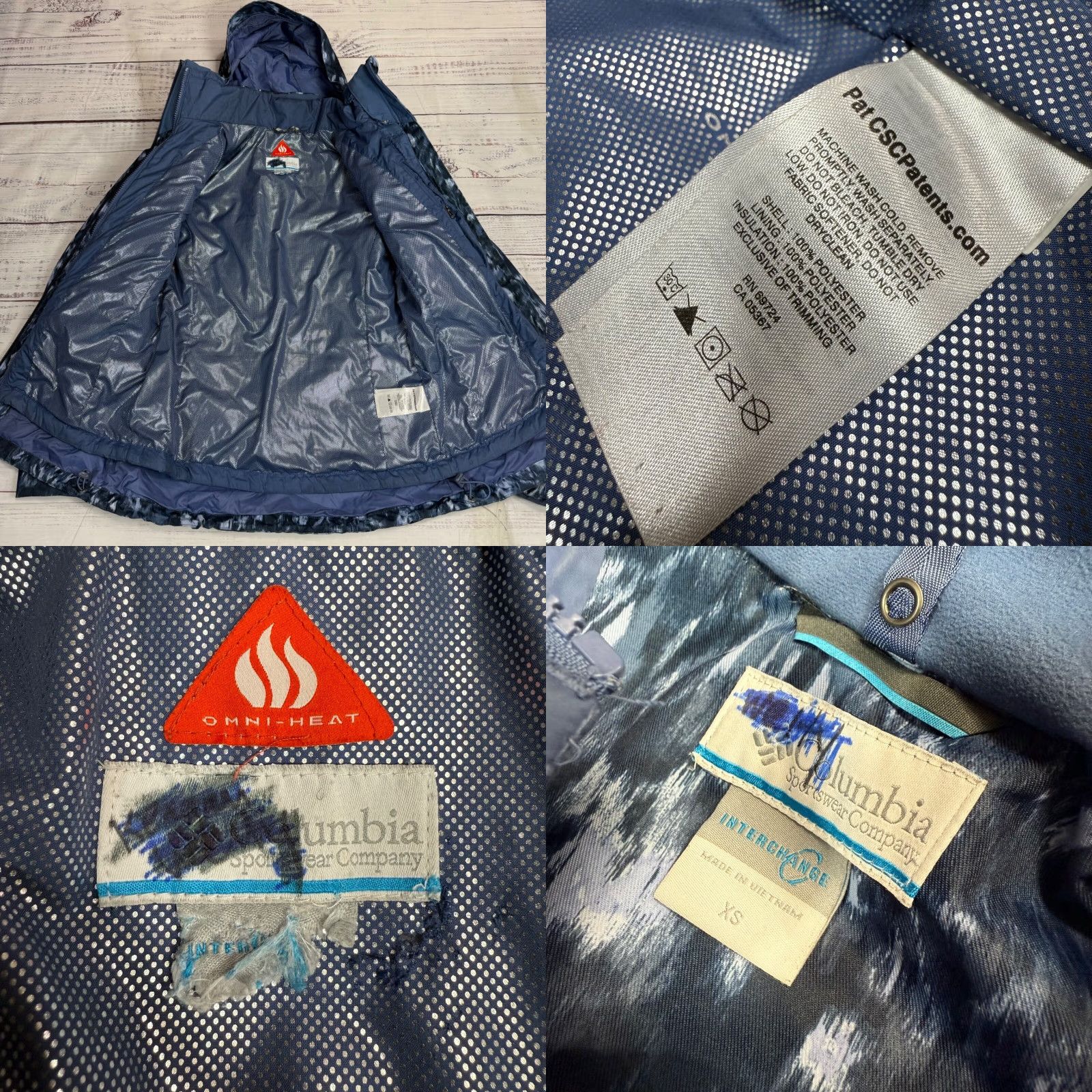 Vintage Columbia Womens Jacket XS Blue Omni-Heat/Omni-Shield Hooded Insulated Heat Hood Interchangeable Size XS / US 0-2 / IT 36-38 - 8 Thumbnail