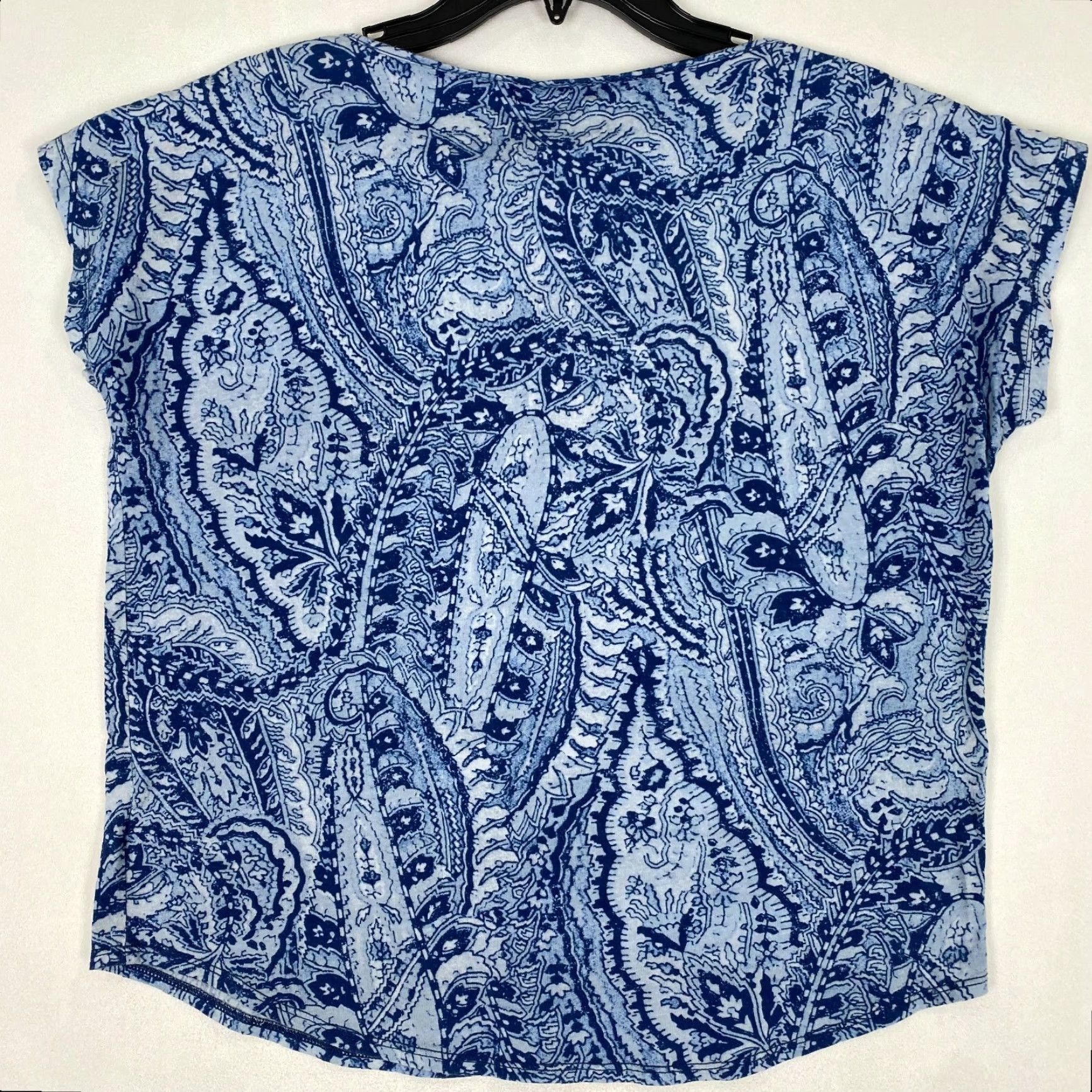 Chaps Chaps Blue Paisley Shirt Women S Short Sleeve V-Neck Pullover Casual Size S / US 4 / IT 40 - 2 Thumbnail