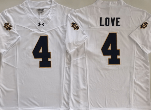 Other Men's Notre Dame Fighting Irish #4 Jeremiyah Love White 2024 Size US XL / EU 56 / 4 - 1 Thumbnail