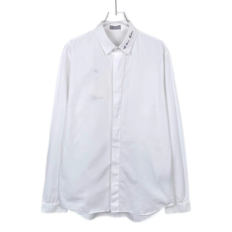 Dior Dior Size 39 White logo embroidered cotton long-sleeved shi Size US XXS / EU 40 - 1 Thumbnail