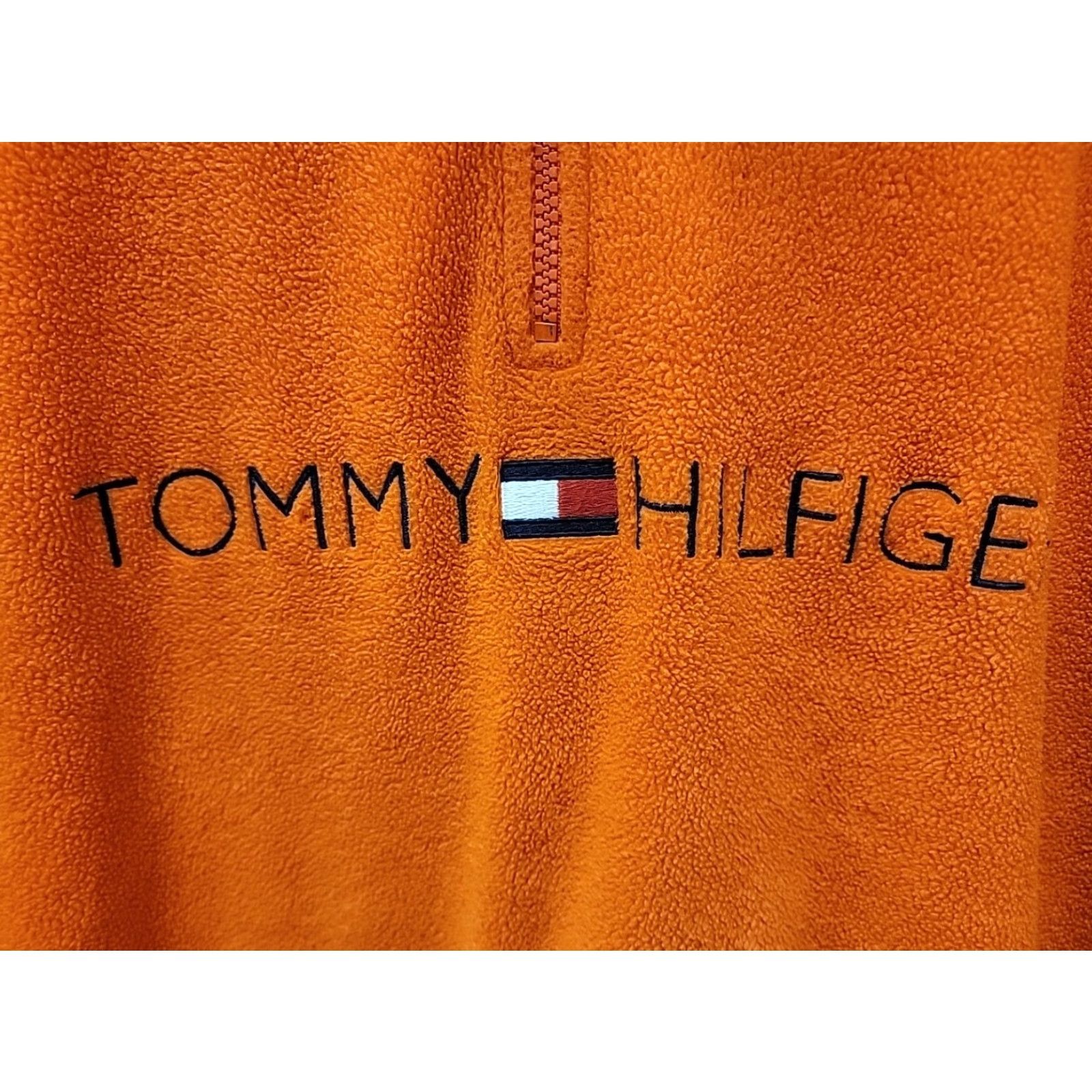 Tommy Hilfiger VINTAGE Tommy Hilfiger Orange Spellout Logo 1/4 Zip Fleece Pullover Mens XL Orange Logo 1/4 Zip Pullover Sweater Vintage Mens XL Size US XL / EU 56 / 4 - 4 Thumbnail