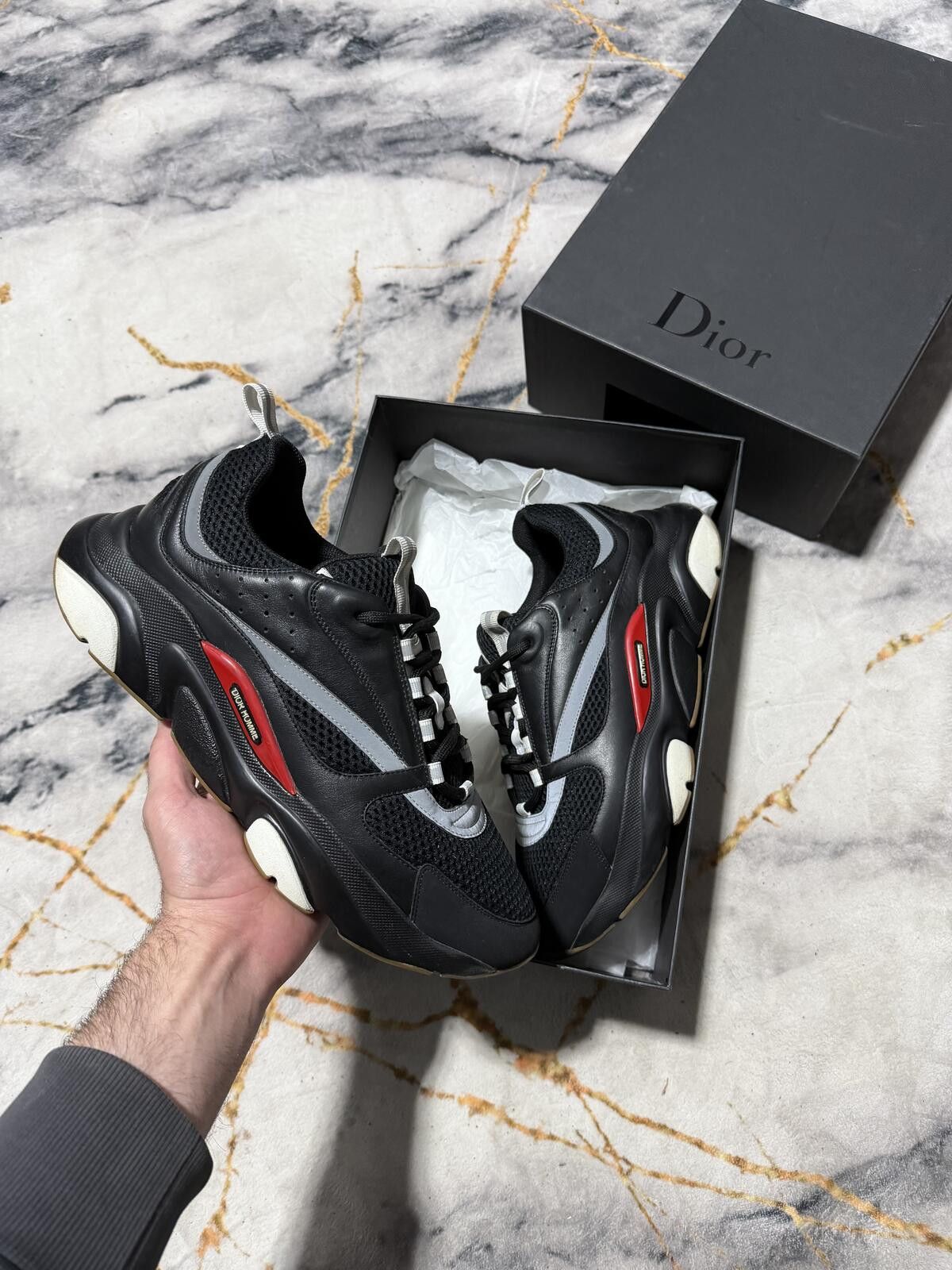 Dior Dior B22 Black Red Gum Bottom - Sz12US Size US 12 / EU 45 - 1 Thumbnail