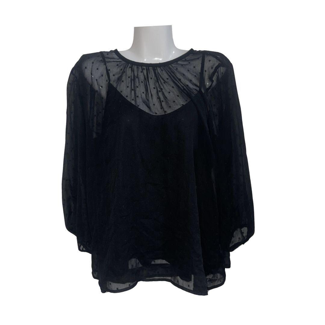 Old Navy Sheer Swiss Pin Dot Blouse Inner Cami large Chic Whimsigoth Size L / US 10 / IT 46 - 1 Thumbnail