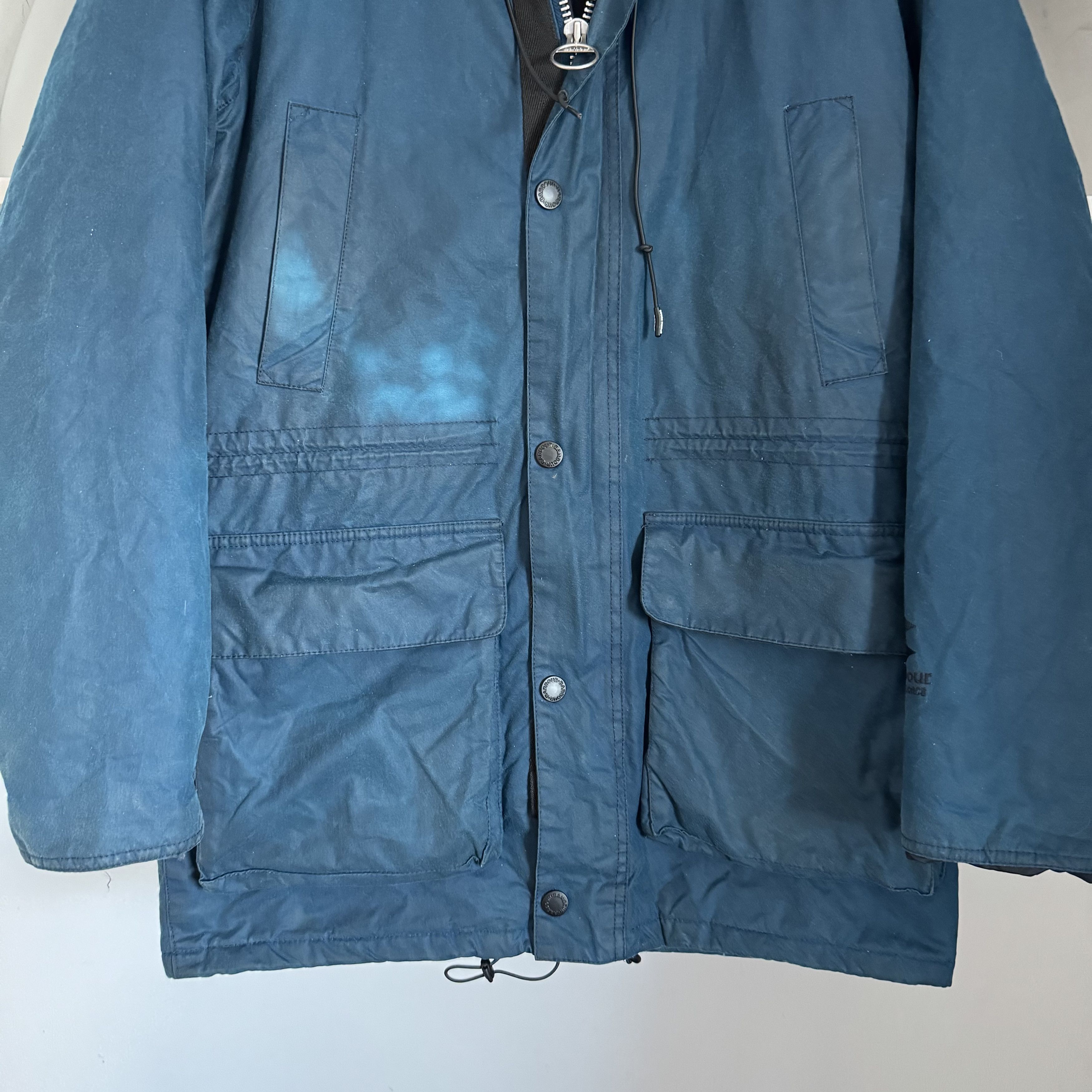 Barbour Men's BARBOUR FENTON Storm System Waxed Blue Warm Jacket S Size US S / EU 44-46 / 1 - 7 Thumbnail