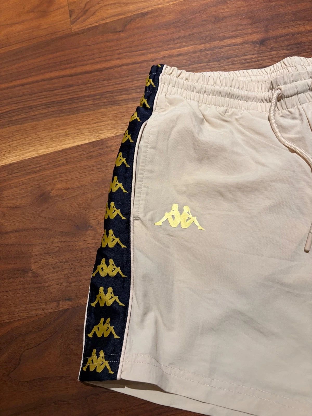Kappa Kappa Swim Shorts Beige Black Gold Logo Mesh Liner (M) Size US 29 - 2 Thumbnail