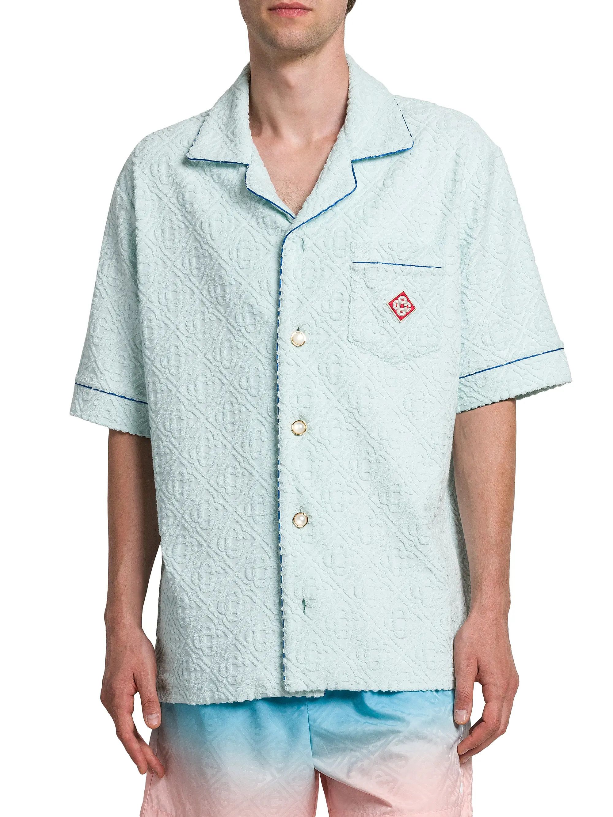 Casablanca os11x0725 Monogrammmed Textured Terry Imitation Pearl Shirt Size US S / EU 44-46 / 1 - 3 Thumbnail