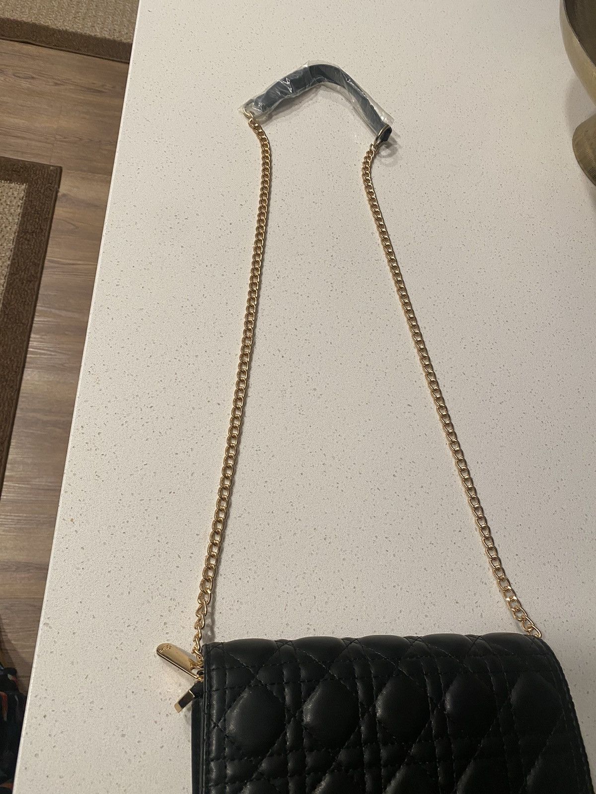 Other Designer Style Crossbody Bag - Black w/ Gold Woven Strap Size ONE SIZE - 8 Thumbnail