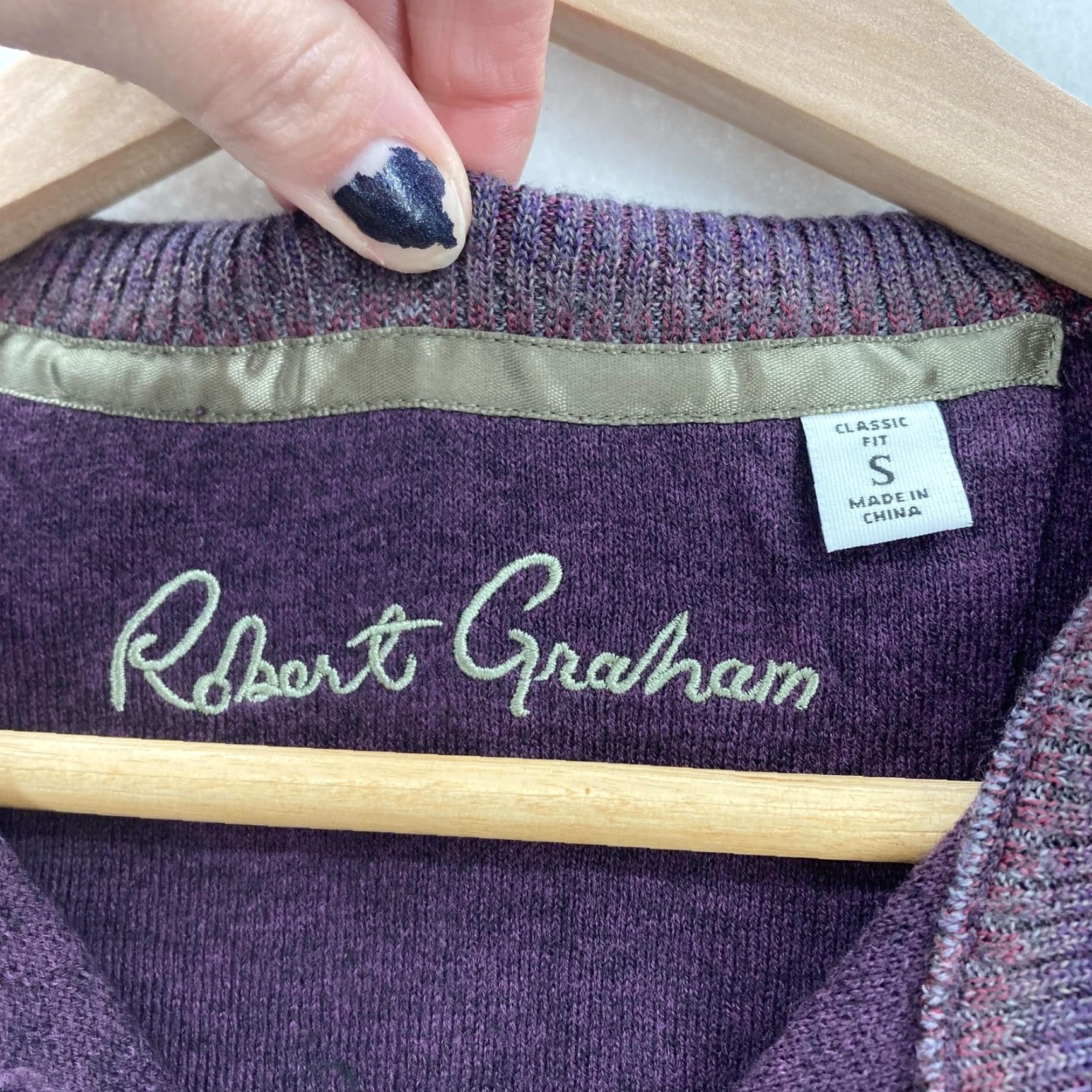 Robert Graham Robert Graham Sweater Mens Small Purple Wool Blend Half Zip Pullover Mock Neck Size US S / EU 44-46 / 1 - 2 Thumbnail