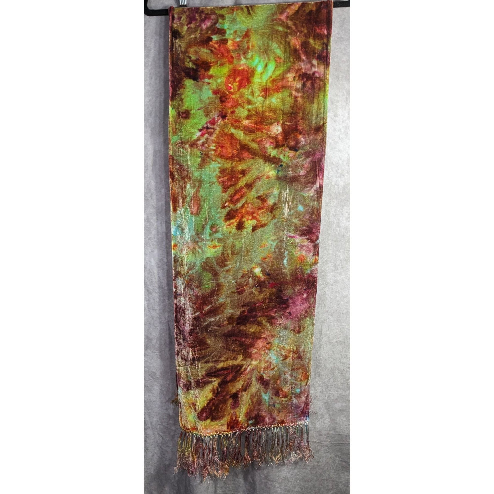 Other Vintage Bohemian Retro Hippie Velvet Tie-Dye Scarf With Frin Size ONE SIZE - 5 Thumbnail