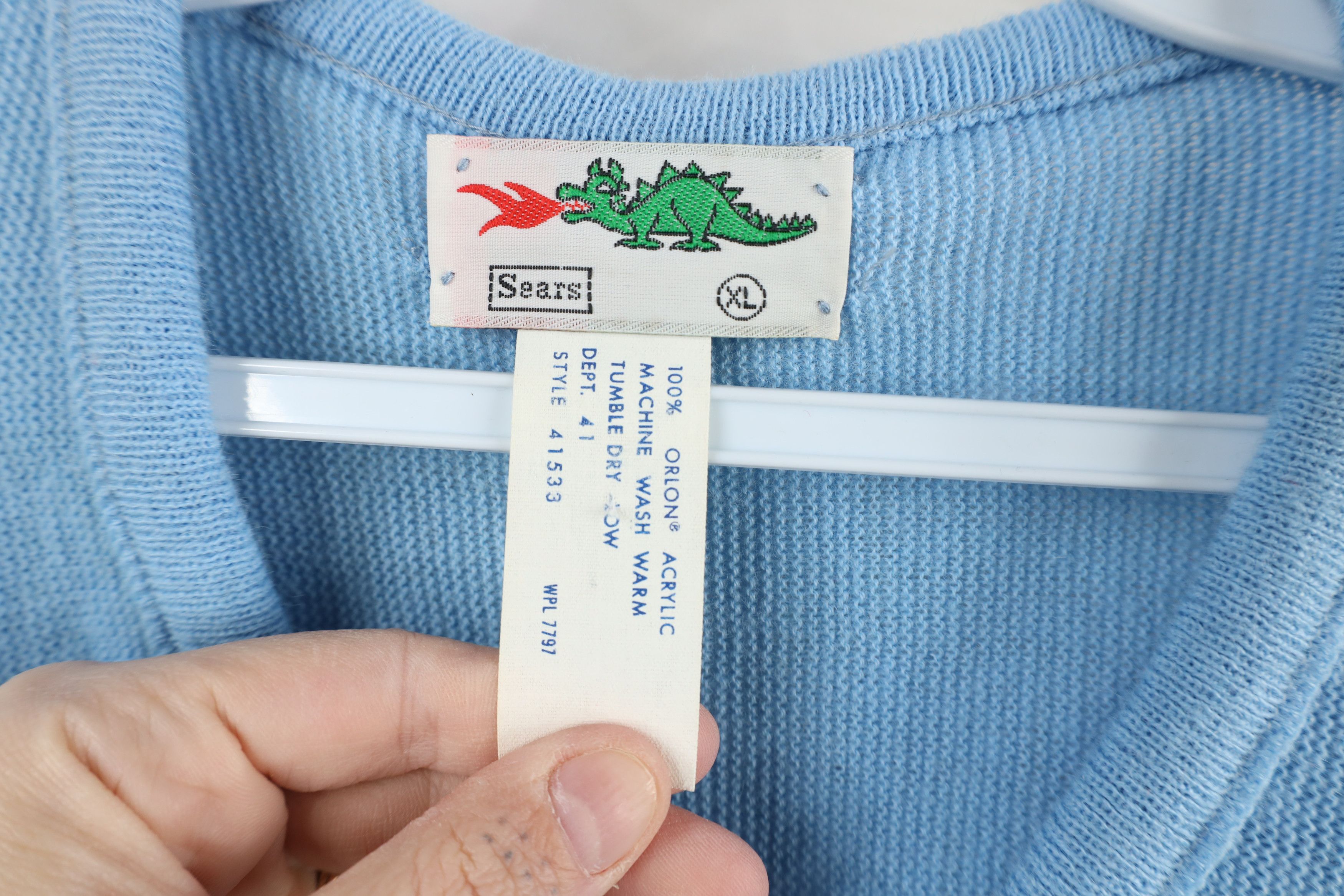 Vintage Vintage 70s Streetwear Knit V-Neck Sweater Carolina Blue USA Size US XL / EU 56 / 4 - 5 Thumbnail