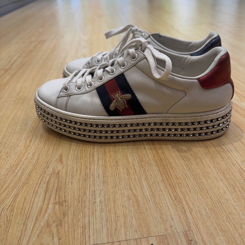 Gucci Ace Leather Crystal Sneakers for Women -