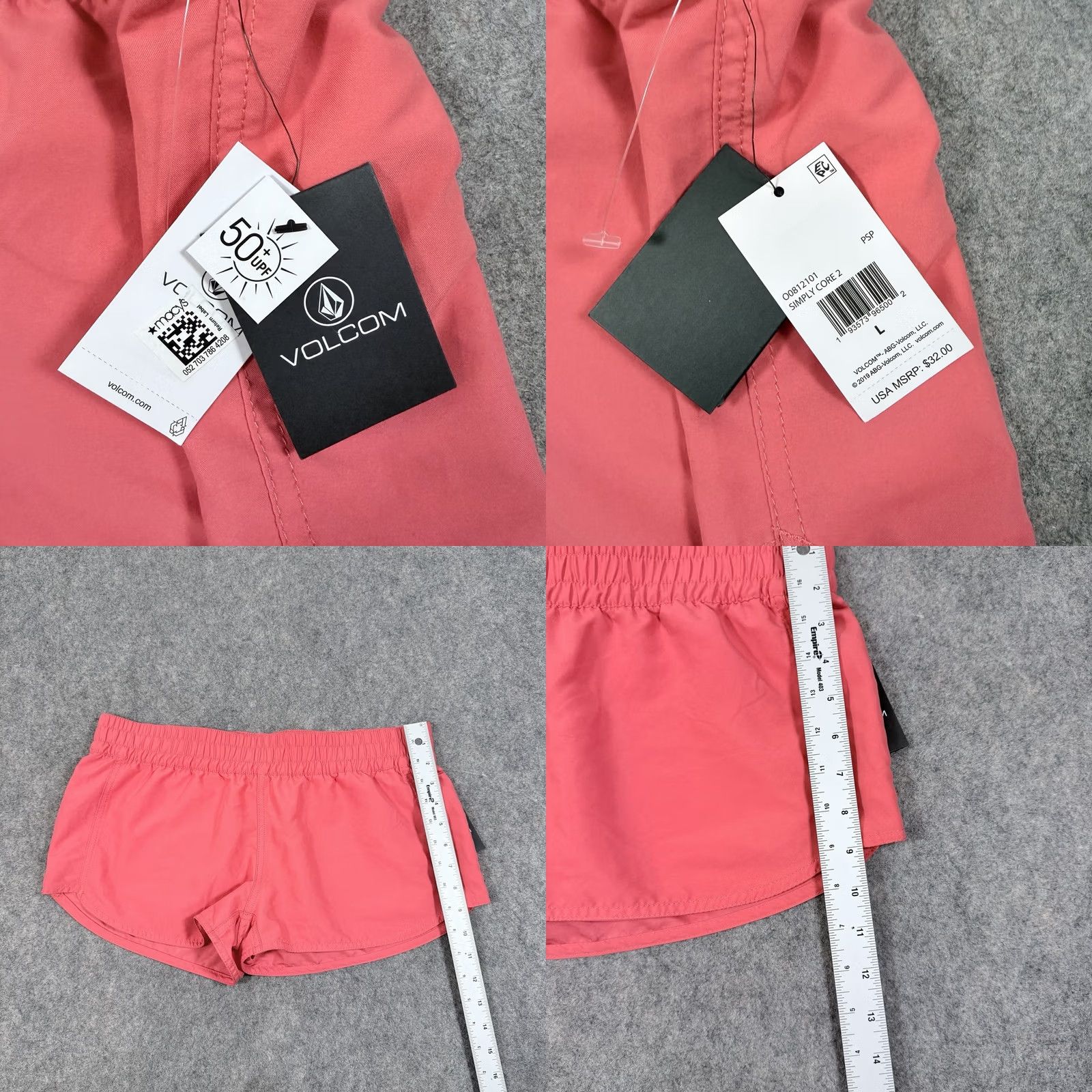 Volcom Volcom Activewear Board Shorts Women's L Coral Pink Floral Logo 34in Waist 2.25in Inseam Summer Beach USA Hipster Reg Womens Size 36" / US 14 / IT 50 - 8 Thumbnail